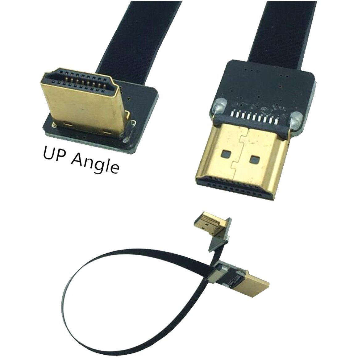 Kework Fpv Hdmi Cable  20Cm Fpv Hdmi Slim Flat Cable  90 Degree Upward Standard Hdmi Male Interface To Standard Hdmi Male Interface For Red Bmcc Fs7 C300 (Single Upward)