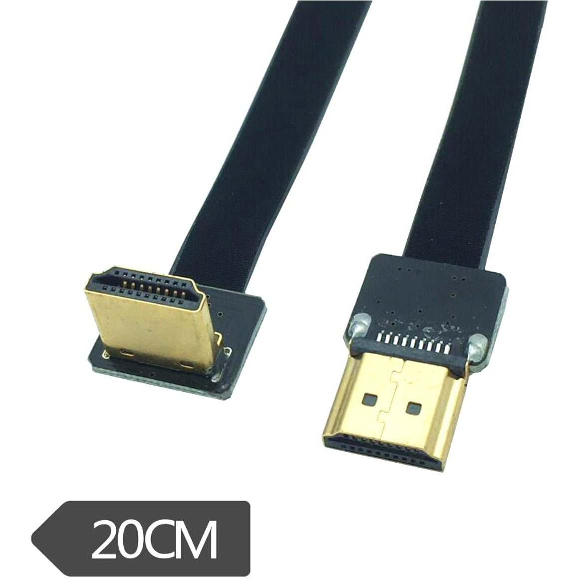 Kework Fpv Hdmi Cable  20Cm Fpv Hdmi Slim Flat Cable  90 Degree Upward Standard Hdmi Male Interface To Standard Hdmi Male Interface For Red Bmcc Fs7 C300 (Single Upward)