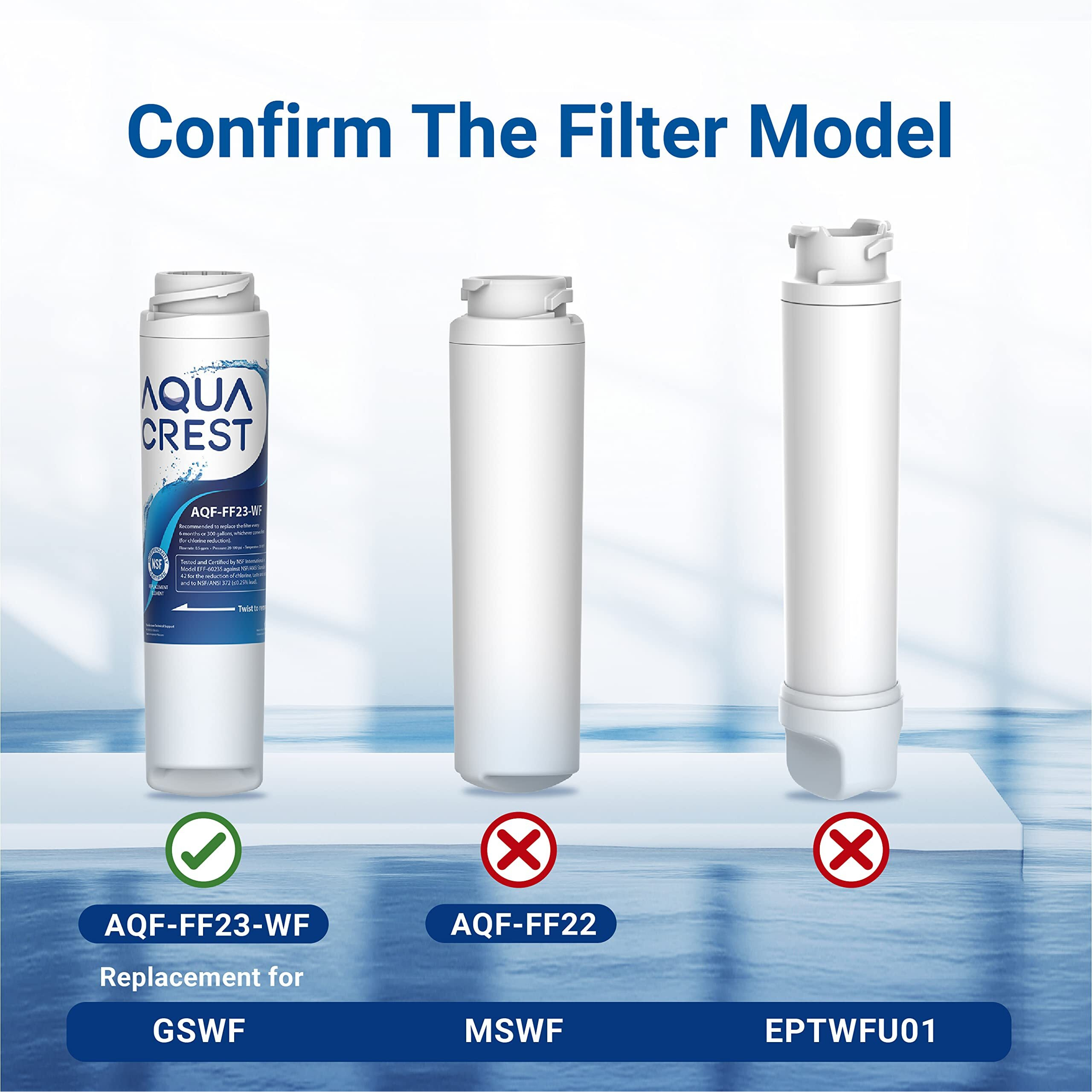 Aqua Crest Aqf-Ff23-Wf Refrigerator Water Filter  Replacement For Ge Gswf Smart Water 238C2334P001  Kenmore 46-9914  469914  9914  3 Filters (Package May Vary)