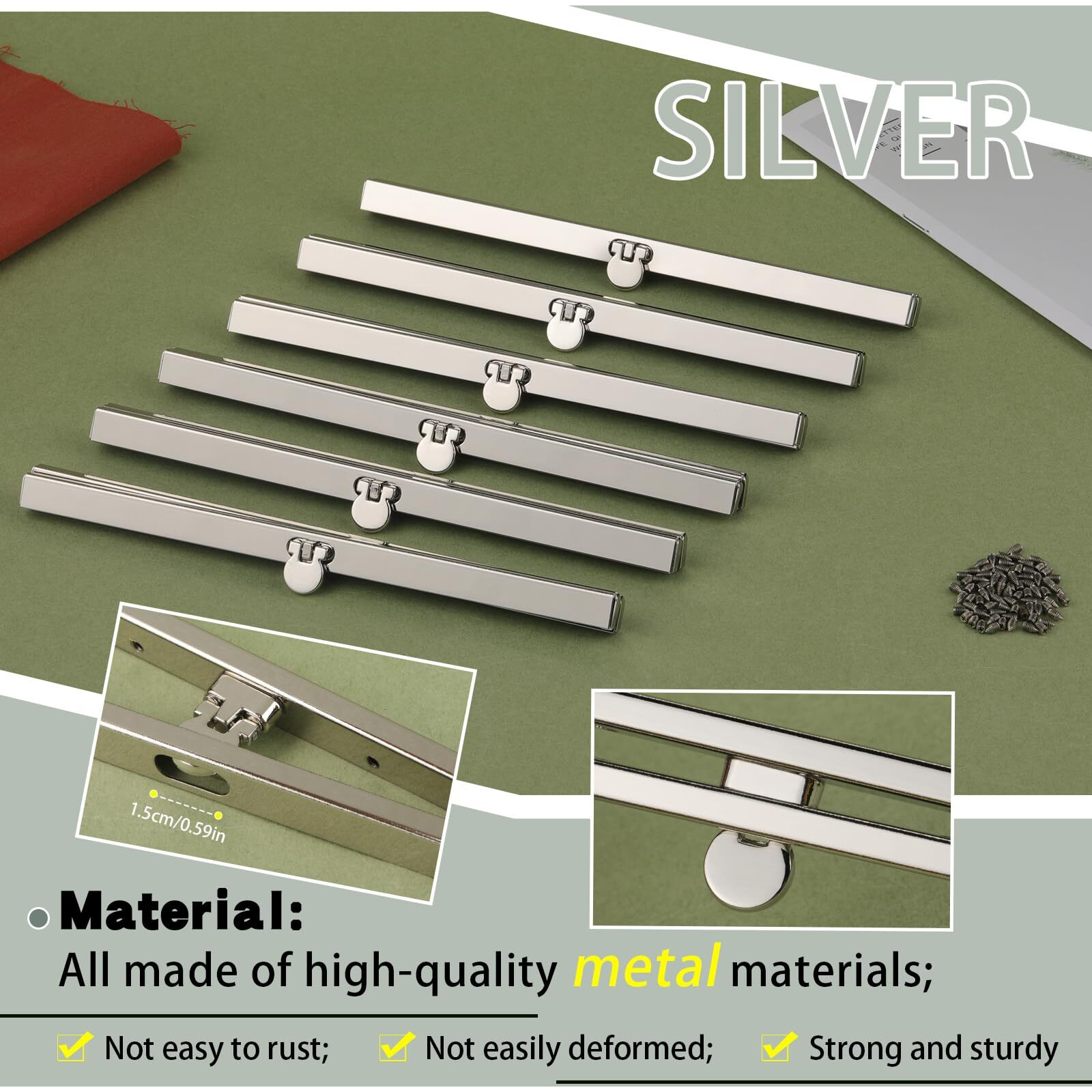 Butuze 6Pcs Bag Clasps Purse  4.52Inches Metal Purse Frame Kiss Clasp Purse Frame  Purse Clasps For Bag Making  Metal Purse Frame Wallet Clasp  Bag Clasp For Purse Making  Bag Making