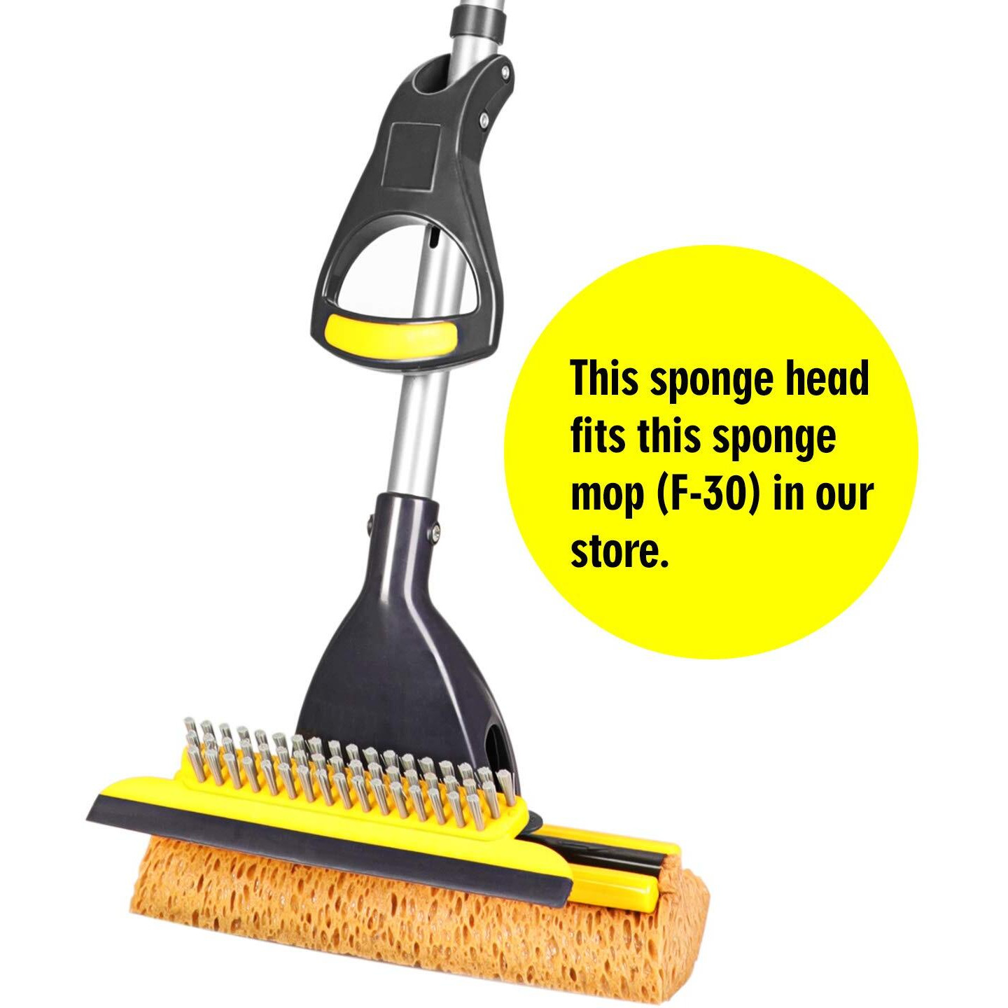 Yocada Sponge Mop Replacement Refill Head Home Commercial Use Tile Floor Bathroom Garage Cleaning Easily Dry Wringing 2 Pcs