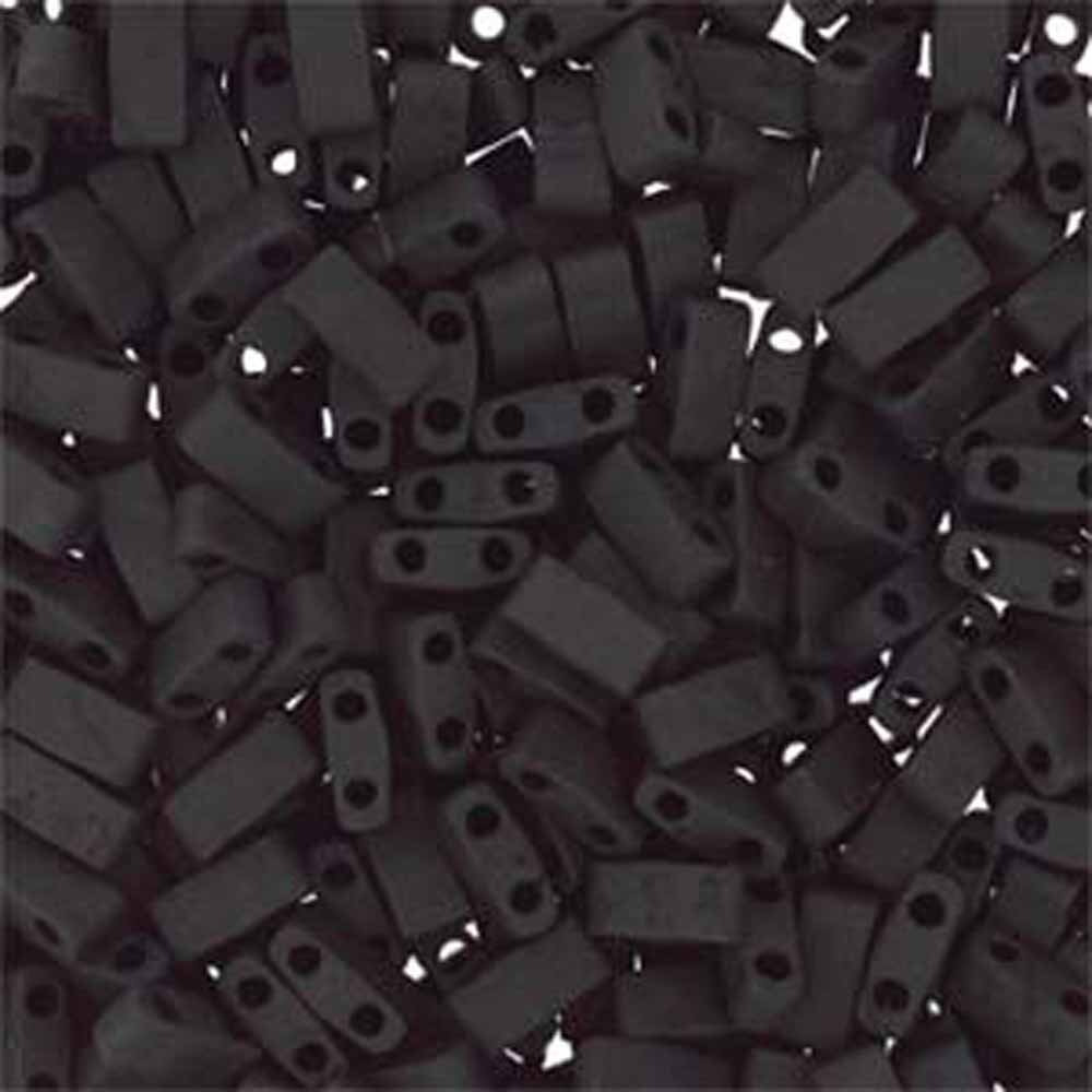 Miyuki Half Tila 2 Hole Rectangle Beads 5X2.3Mm - Matte Black 7.8 Grams