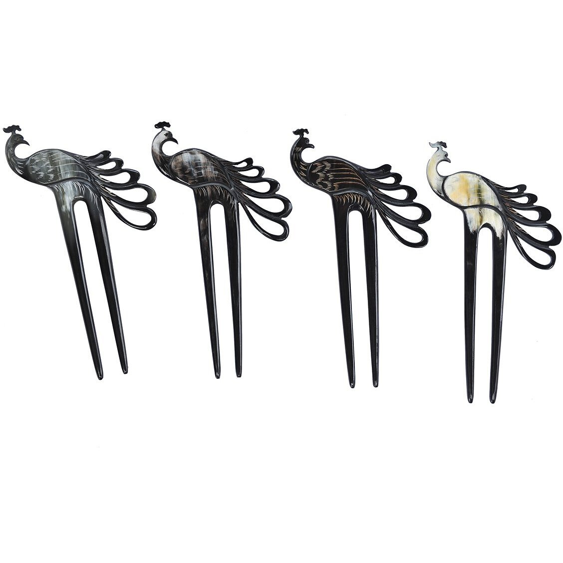 Marycrafts Peacock Buffalo Horn Hair Fork Hair Sticks Accessories Handmade