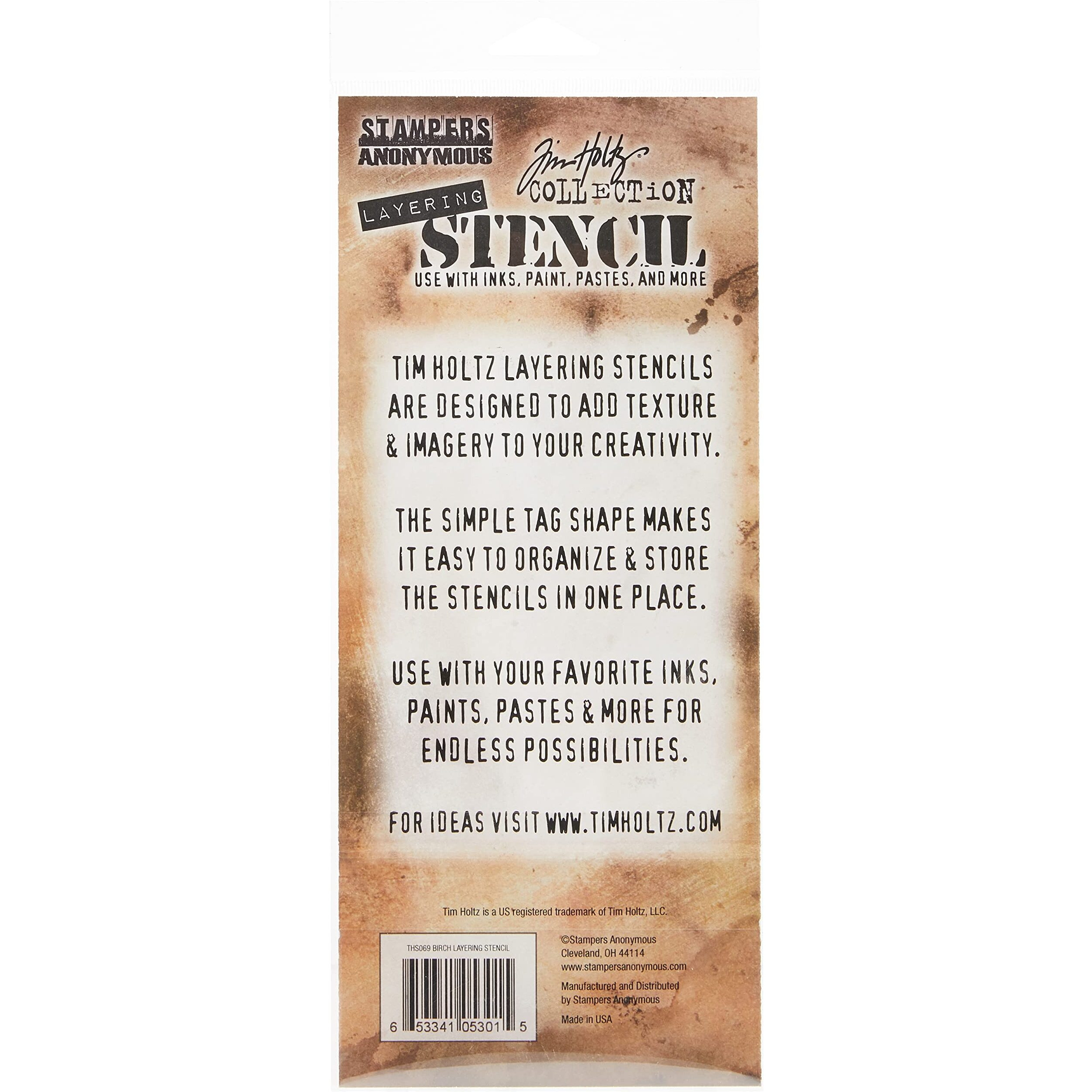 Stampers Anonymous Birch Stencil  28.3 X 11.4 X 0.1 Cm  Multi-Colour