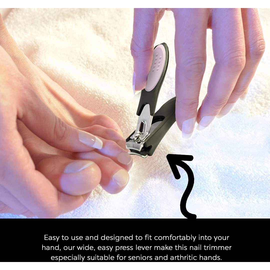 Dream Cut Nail Clipper With Comfort Grip Nail Catcher - Chrome Plated Toenails Clippers Nail Cutter Catches Clippings Sharp Sturdy Trimmer Stainless Steel For Men And Women