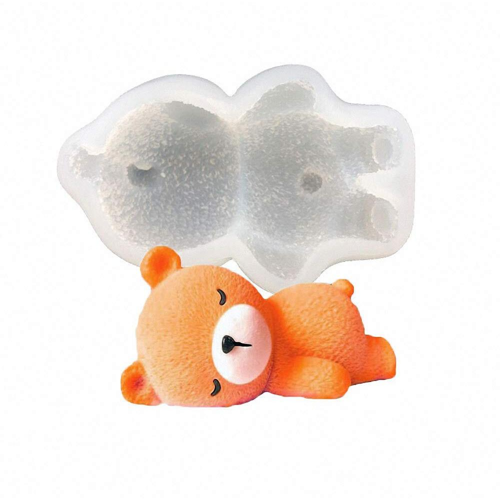 3D Sleeping Bear Doll Silicone Soap Mold Mousse Cake Jello Ice Cream Mold Chocolate Candy Mold Plaster Lotion Bar Mold
