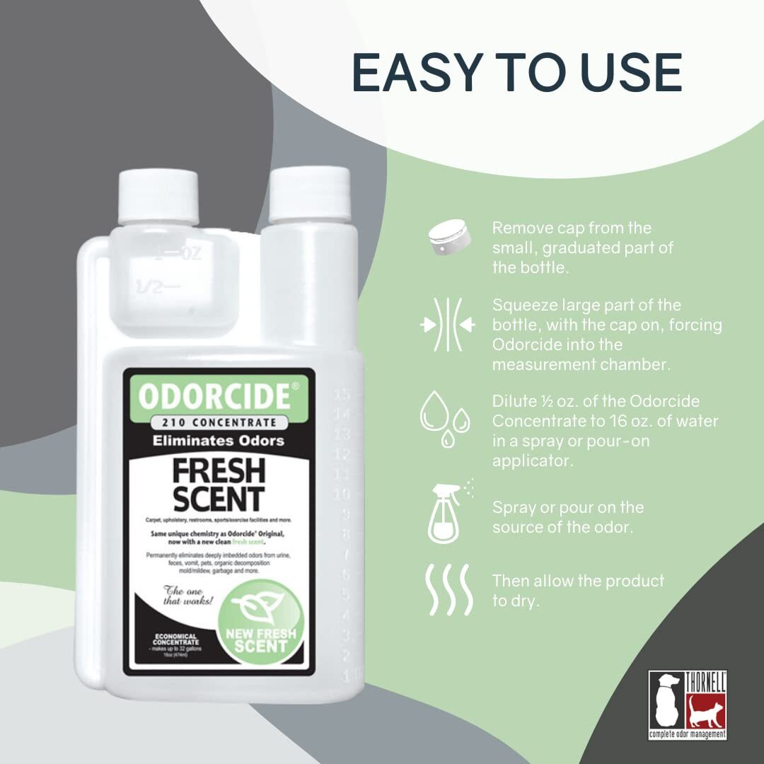 Odorcide Odor Eliminator Concentrate Odor Eliminator For Strong Odor On Carpets  Hardwood & More - Smoke  Sweat & Pet Odor Eliminator For Home W/Non-Enzymatic Formula - Fresh Scent - 16 Oz
