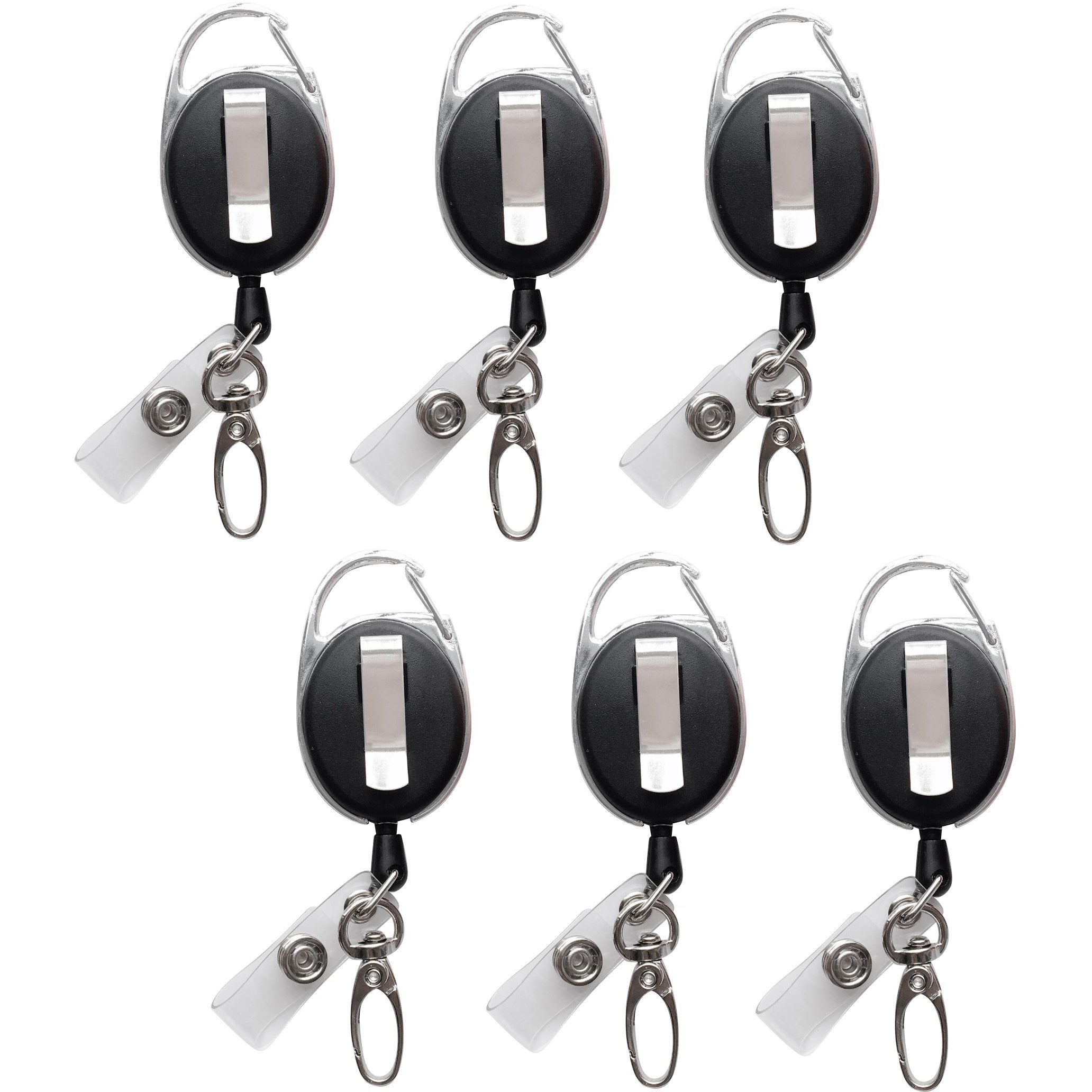 Retractable Badge Reel With Claw Clasp And Clip For Id Card Holders (6Pack)