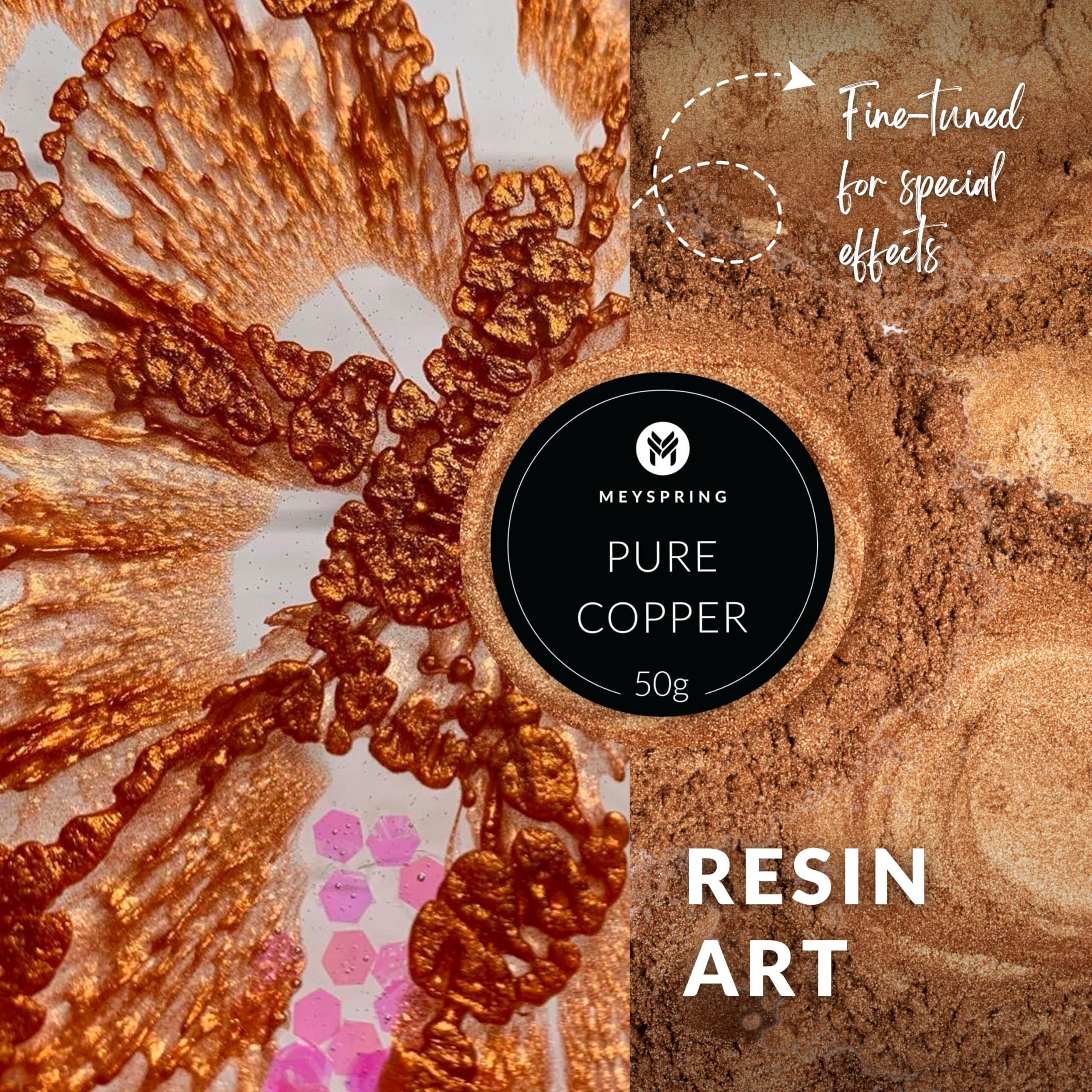 Meyspring Pure Copper Epoxy Resin Color Pigment - 50 Grams - Great For Resin Art  Epoxy Resin  And Uv Resin
