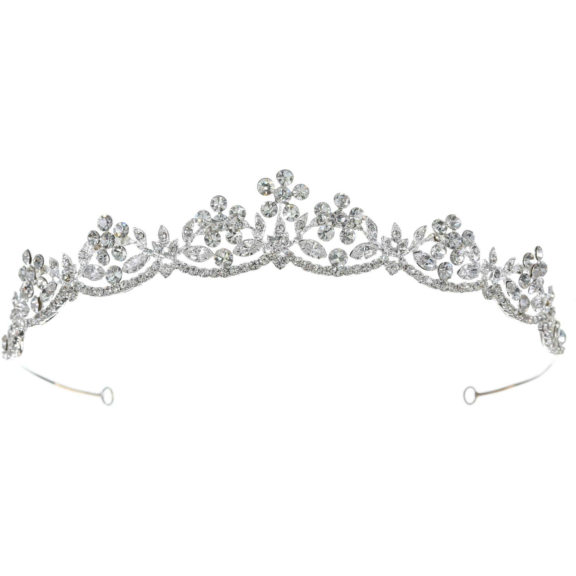 Samky Bridal Headpiece Rhinestone Wedding Tiara Crown Crystal Hair Accessories For Bride