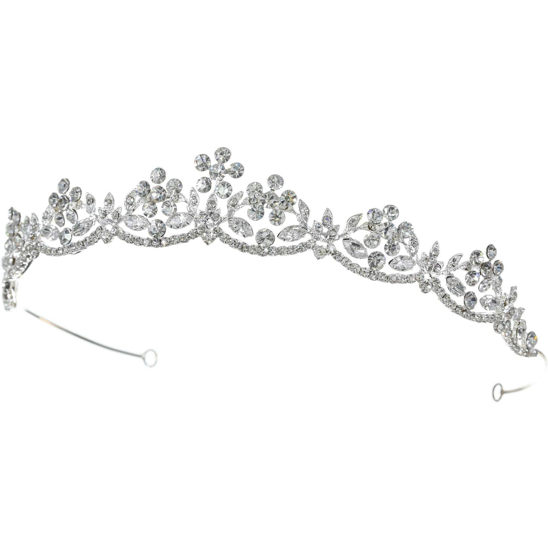 Samky Bridal Headpiece Rhinestone Wedding Tiara Crown Crystal Hair Accessories For Bride