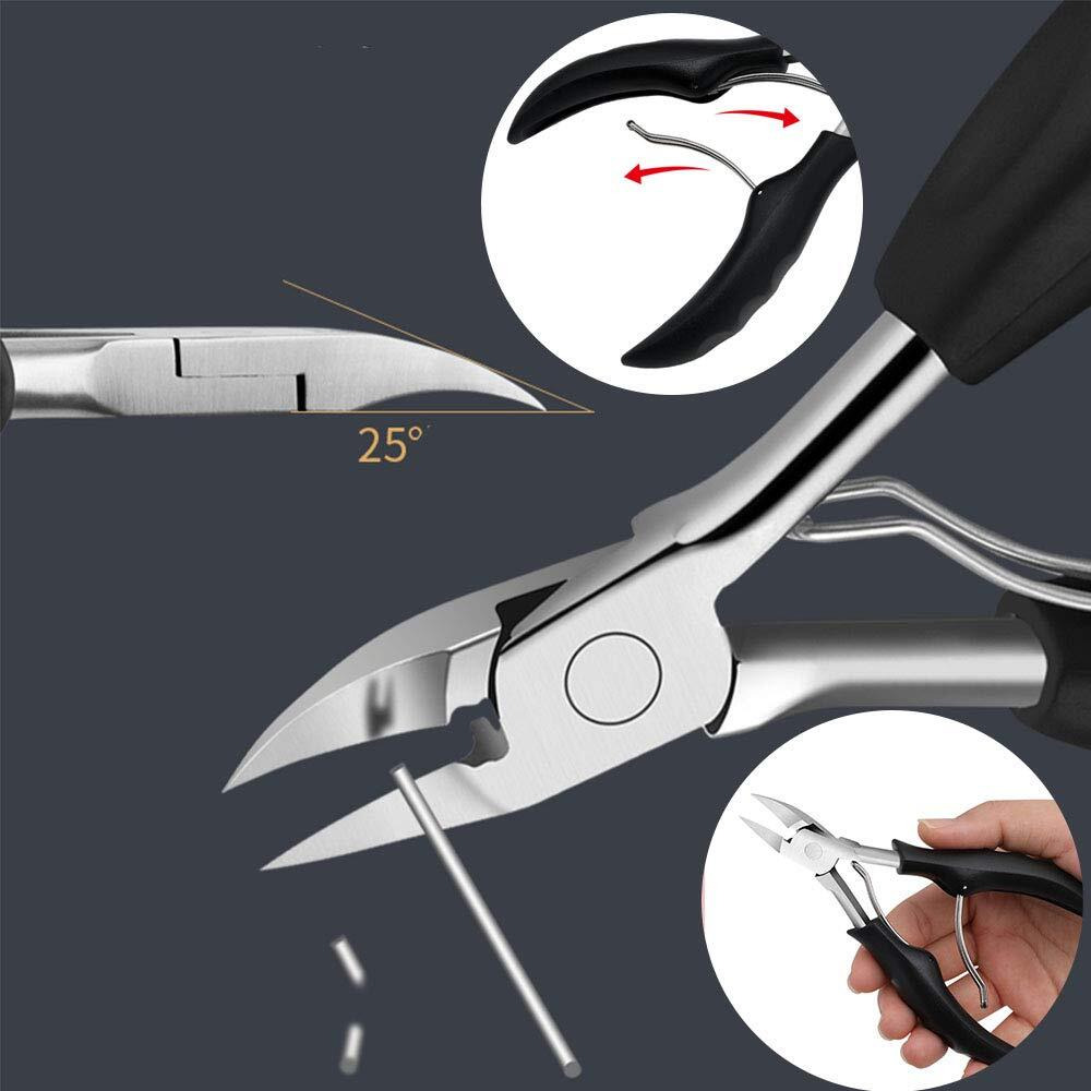 Dr.Pedi Ingrown Toenail Tool Set With Nail Nippers Lifter Corrector Portable Box Pedicure Treatment Kit For Thick Fingernails Toenails  Podiatrist Toenail Tool -Stainless Steel