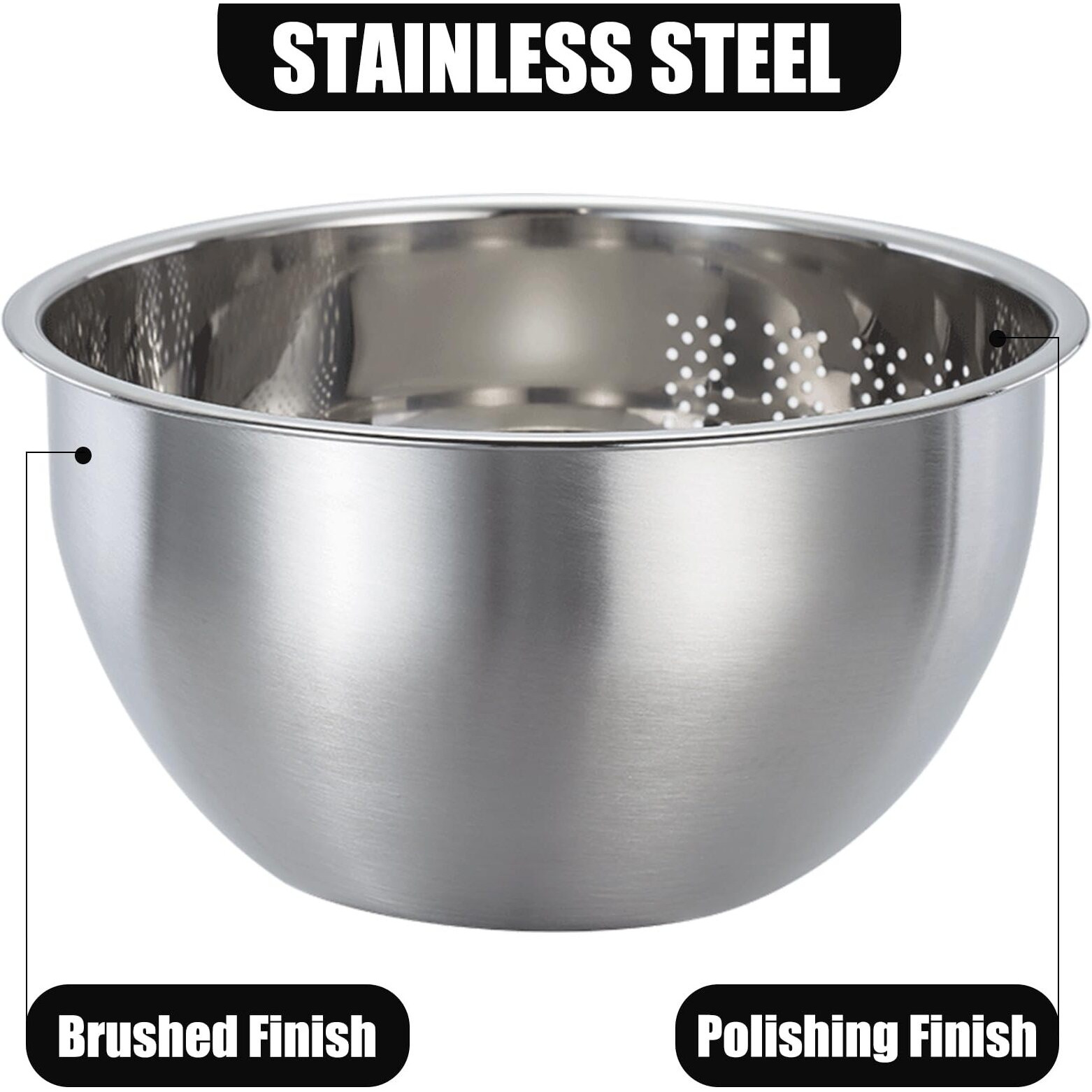 Rice Washer Strainer Bowl  Stainless Steel Quinoa Washing Bowl With Side Drainers Colander For Cleaning Rinsing Fruits  Vegetables  And Beans - Versatile Kitchen Tool