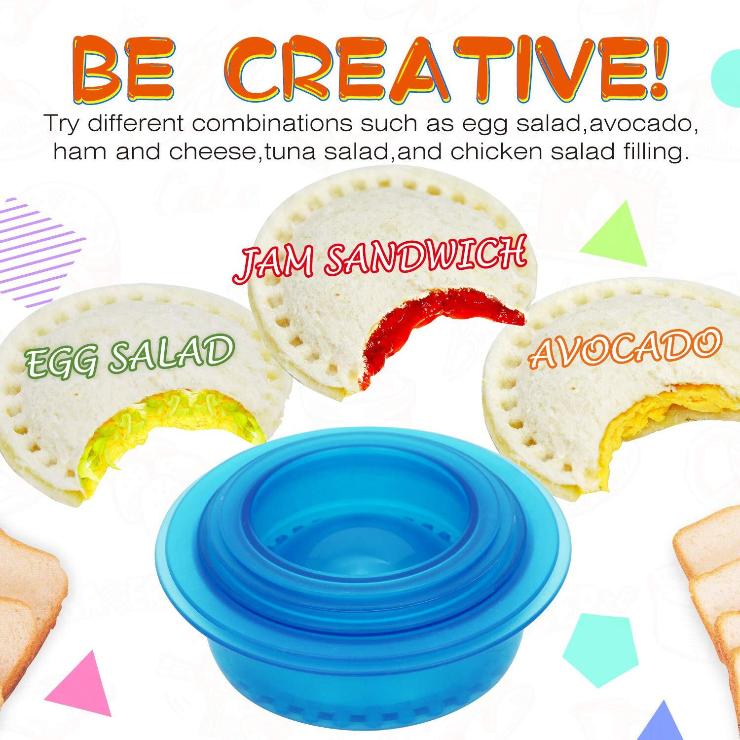 Hiyz Sandwich Cutter And Sealer - 5 Pcs Decruster Sandwich Maker - Peanut Butter And Jelly Crustless Sandwich Bread Pancake Maker Cookie Cutter For Kids Children Boys Girls