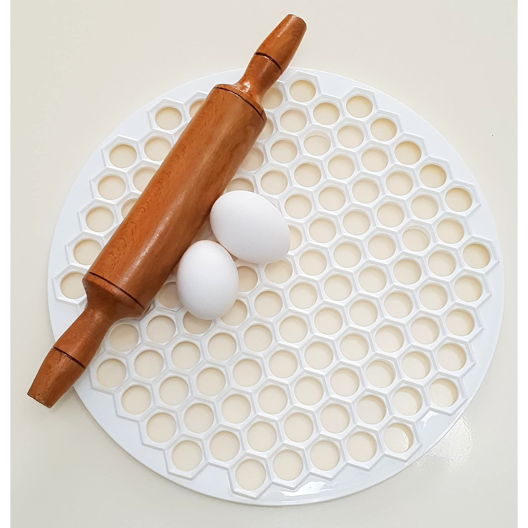Pratic Circle (Small Holes) Ravioli Mold For Small Ravioli (121 Small Dough Rounds) - 12.5""/32Cm Dough Cutting Apparatus 121 Holes - Ravioli Cutter For Turkish Ravioli Or Manti - White