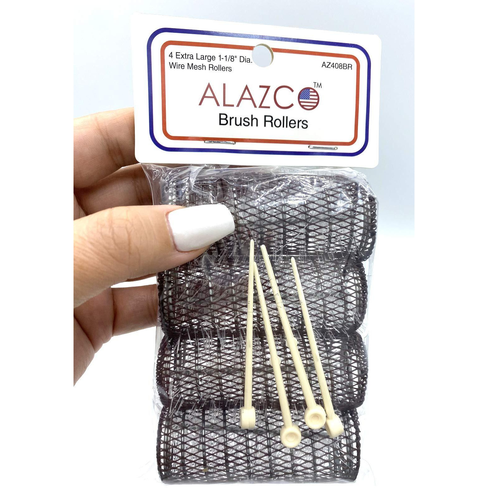 Alazco 8 Pc Vintage Style Hair Rollers Xlarge Brush Rollers & 8 Pins (8 Xl Rollers)