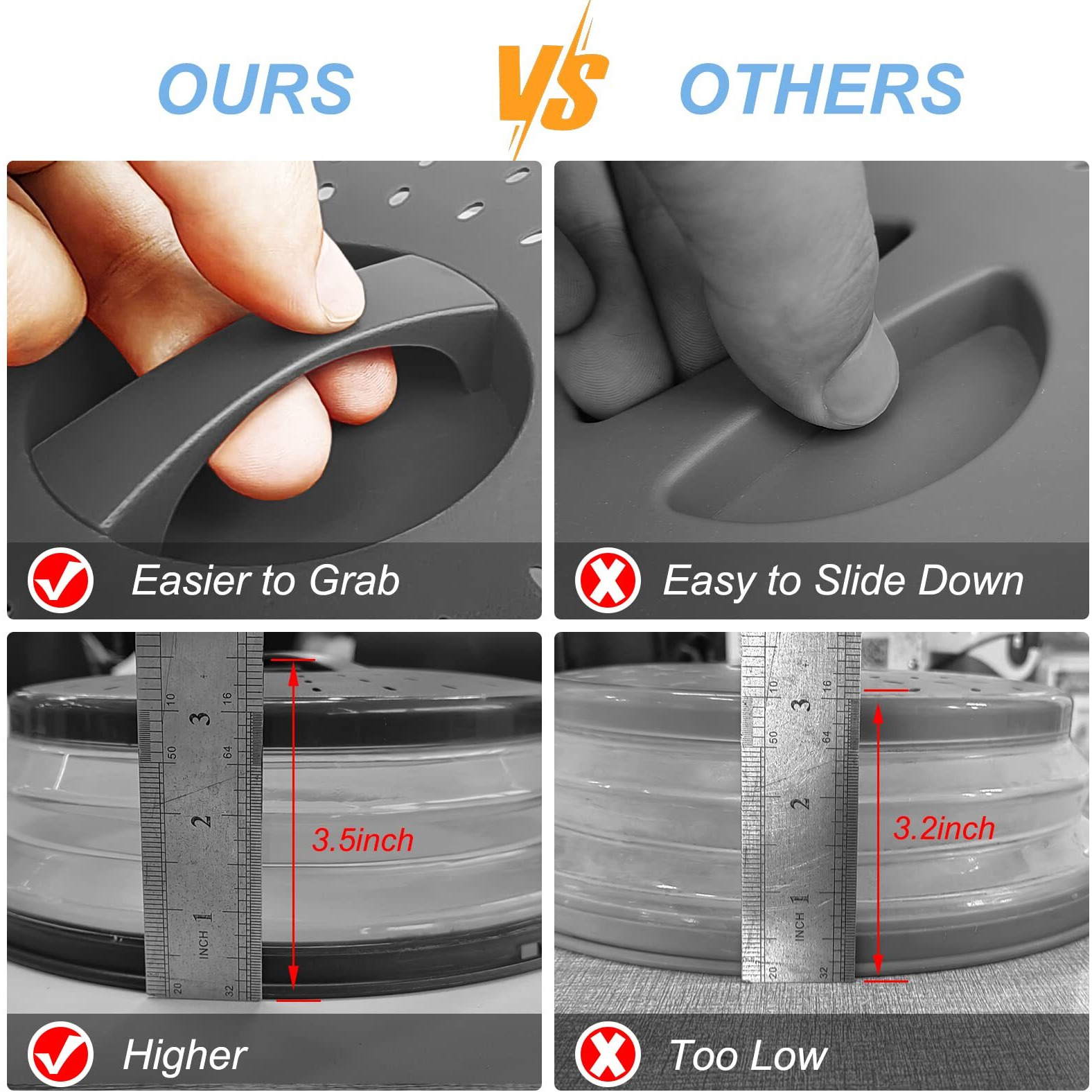 Lekdrok 10 Inch Microwave Food Cover & Collapsible Silicone Mat - Splatter Guard  Plate Holder & Kitchen Colander For Meal Prep  Charcoal