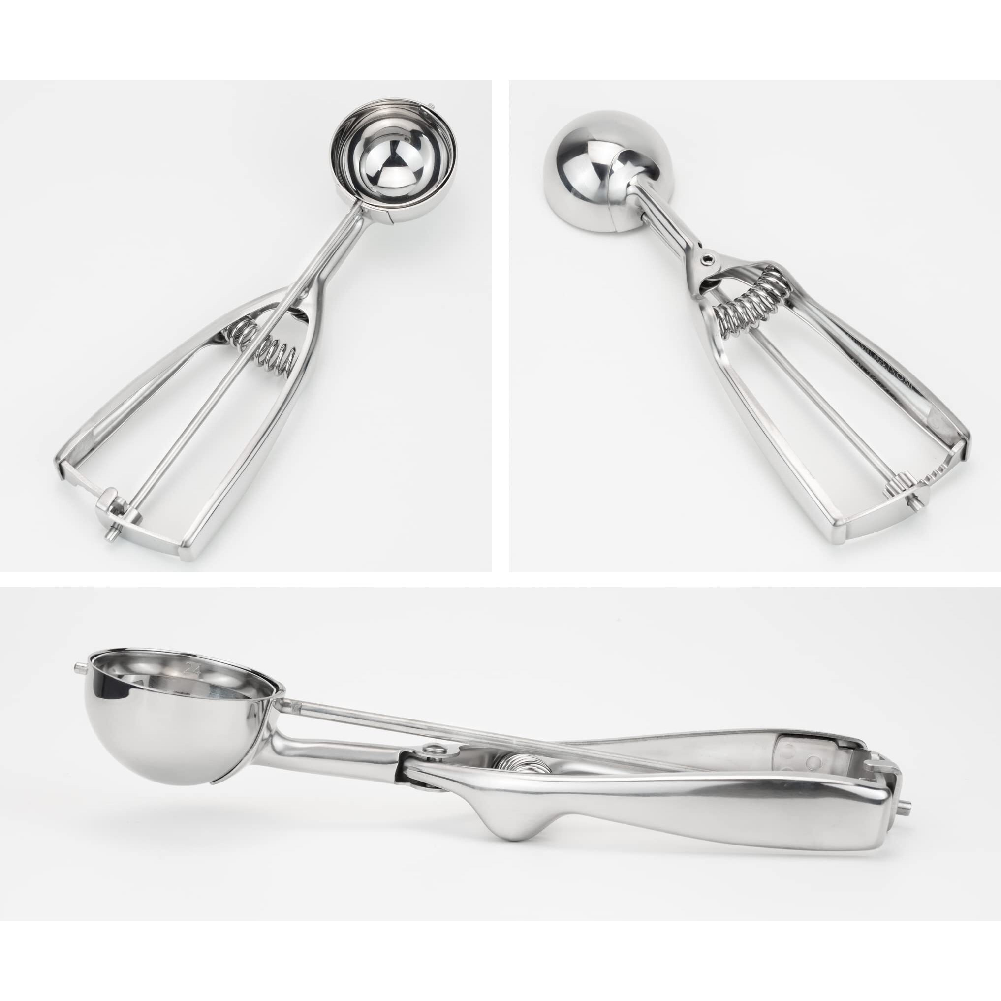 Solula-Stainless-Large-Cookie-Scoop  Cupcake Muffin Batter Dispenser  Ice Cream Cupcake Muffin Scoop  Food-Grade 18/8 Stainless Steel  Size 24