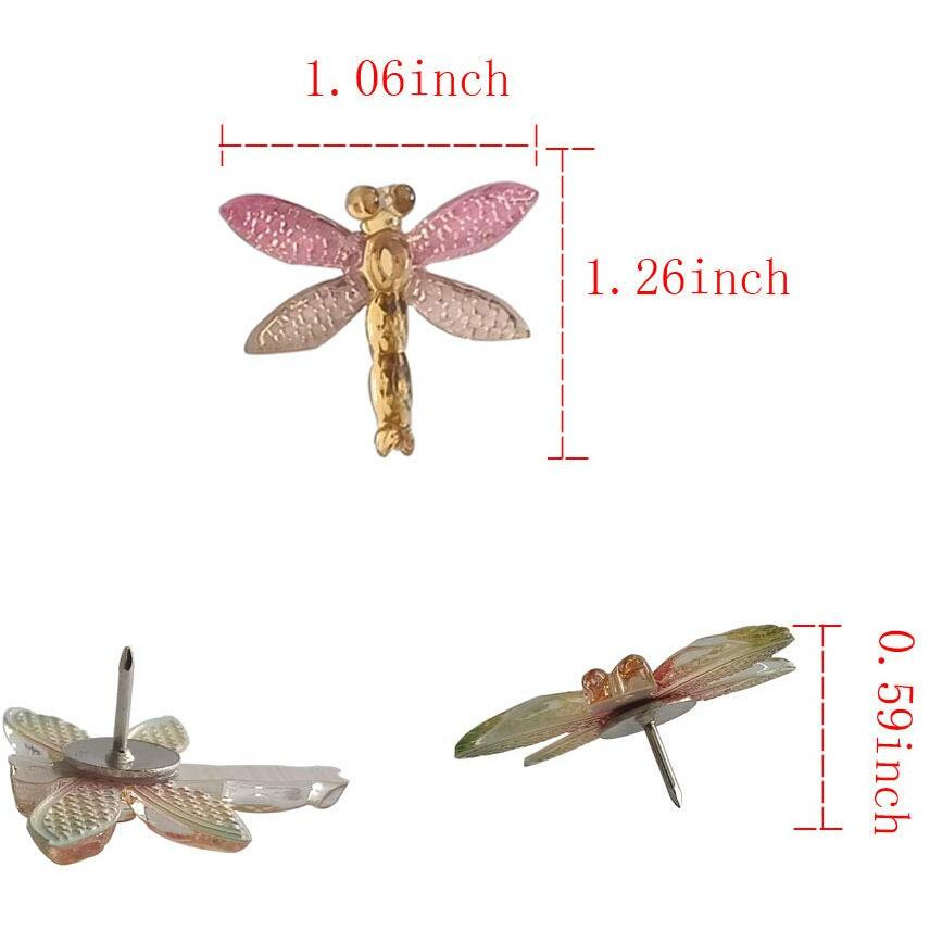 Xqingmei Dragonfly Push Pins 30 Pieces Cartoon Color Dragonfly Decorative Push Pins Thumbtack For Message Photo Postcard Note Paper Softboard Photo Wall Office Supplies(Dragonfly)
