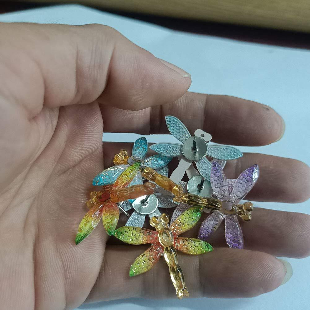 Xqingmei Dragonfly Push Pins 30 Pieces Cartoon Color Dragonfly Decorative Push Pins Thumbtack For Message Photo Postcard Note Paper Softboard Photo Wall Office Supplies(Dragonfly)