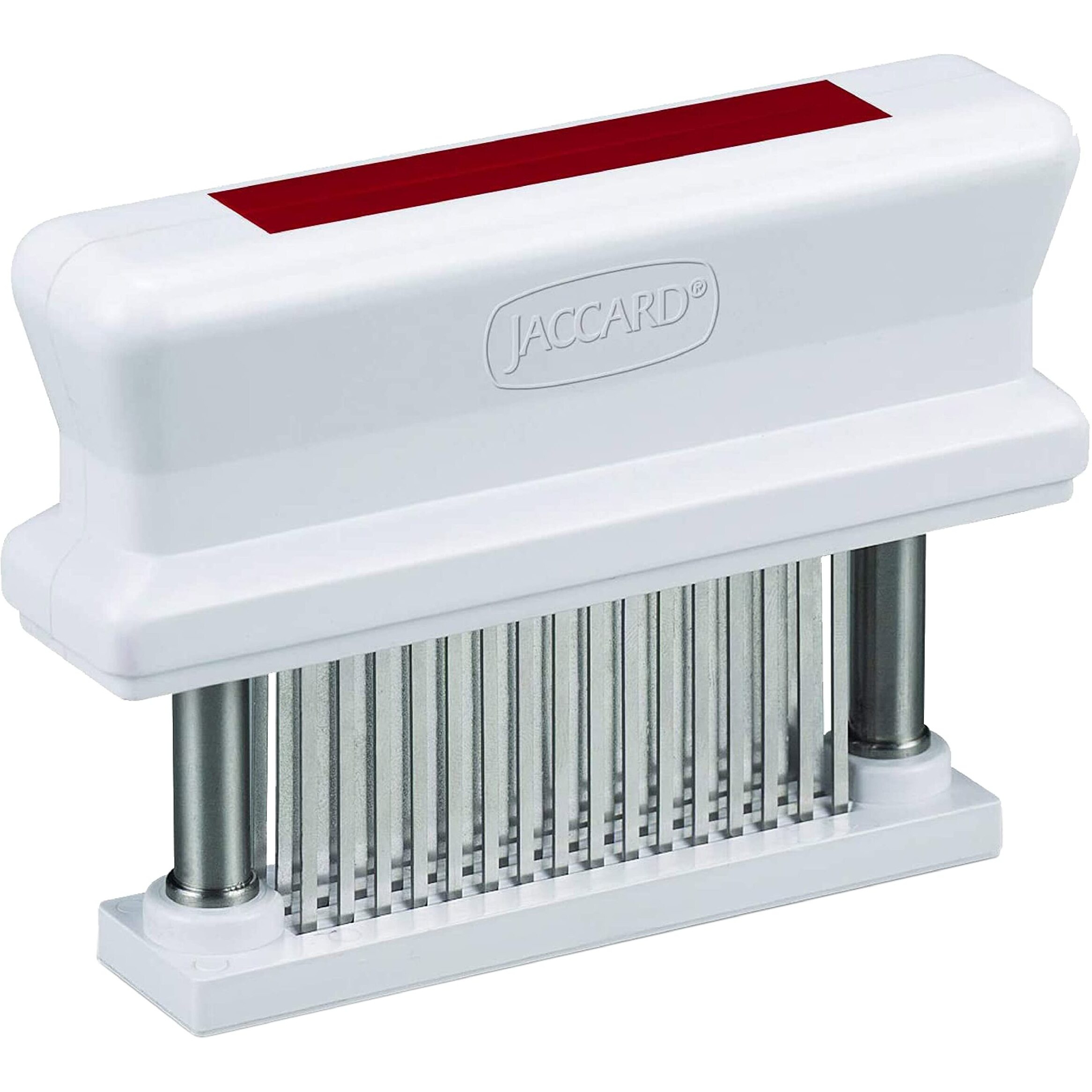 Jaccard 200348R  48 Blade Durable Meat Tenderizer With Stainless Steel Razor Sharp Needle  Cooking Gadget For Tenderizing Chicken  Beef  Pork  Veal  Bbq  Red