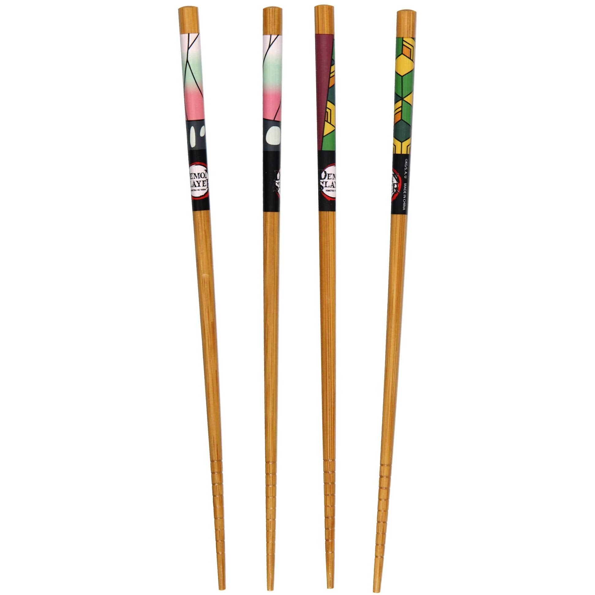 Just Funky - Demon Slayer Bamboo Set Of 2 Collectible Anime Chopsticks 8.85 Inches Long Gift Set