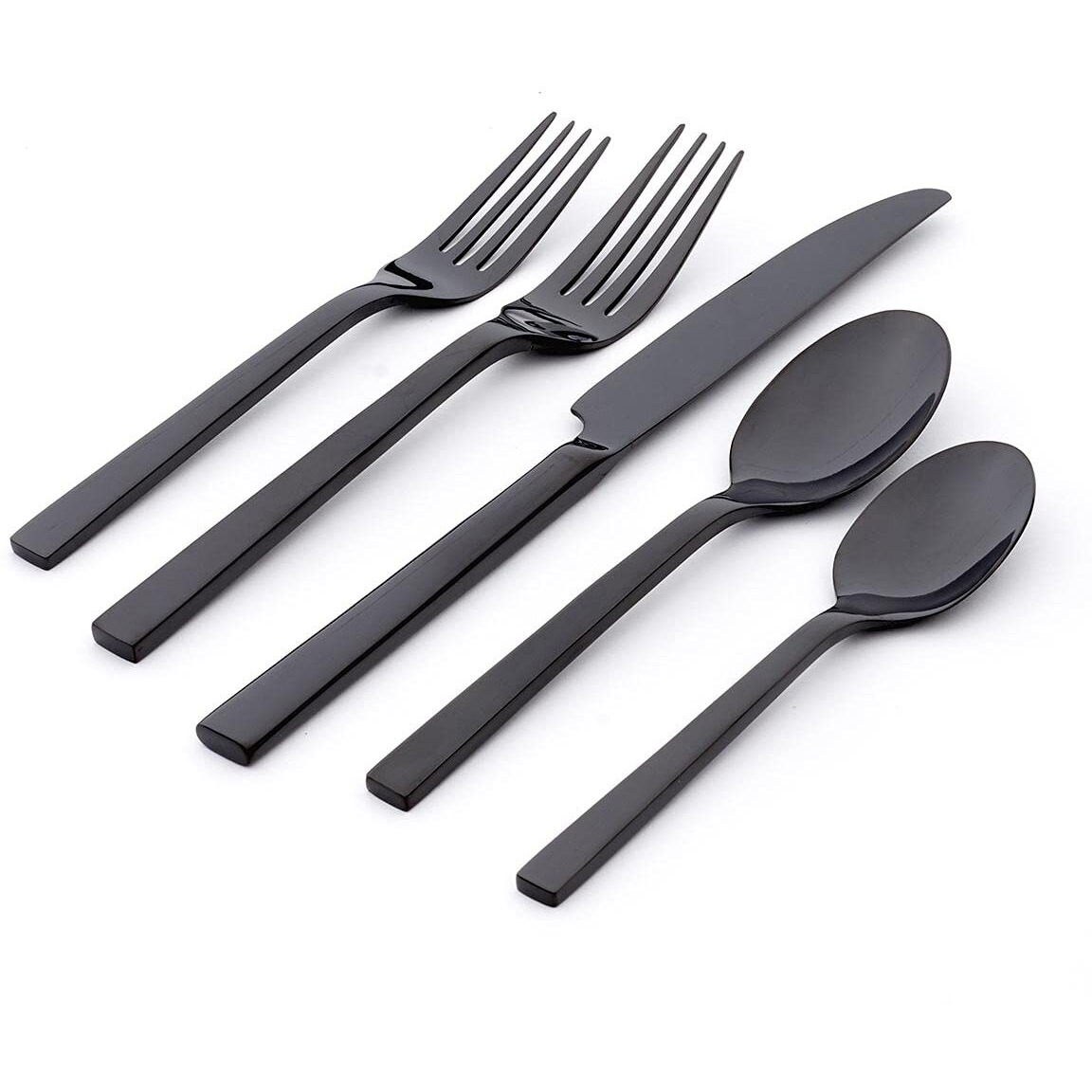 Oneida Chef's Table Black 20 Piece Everyday Flatware Set  Service For 4  18/0 Stainless Steel  Silverware Set