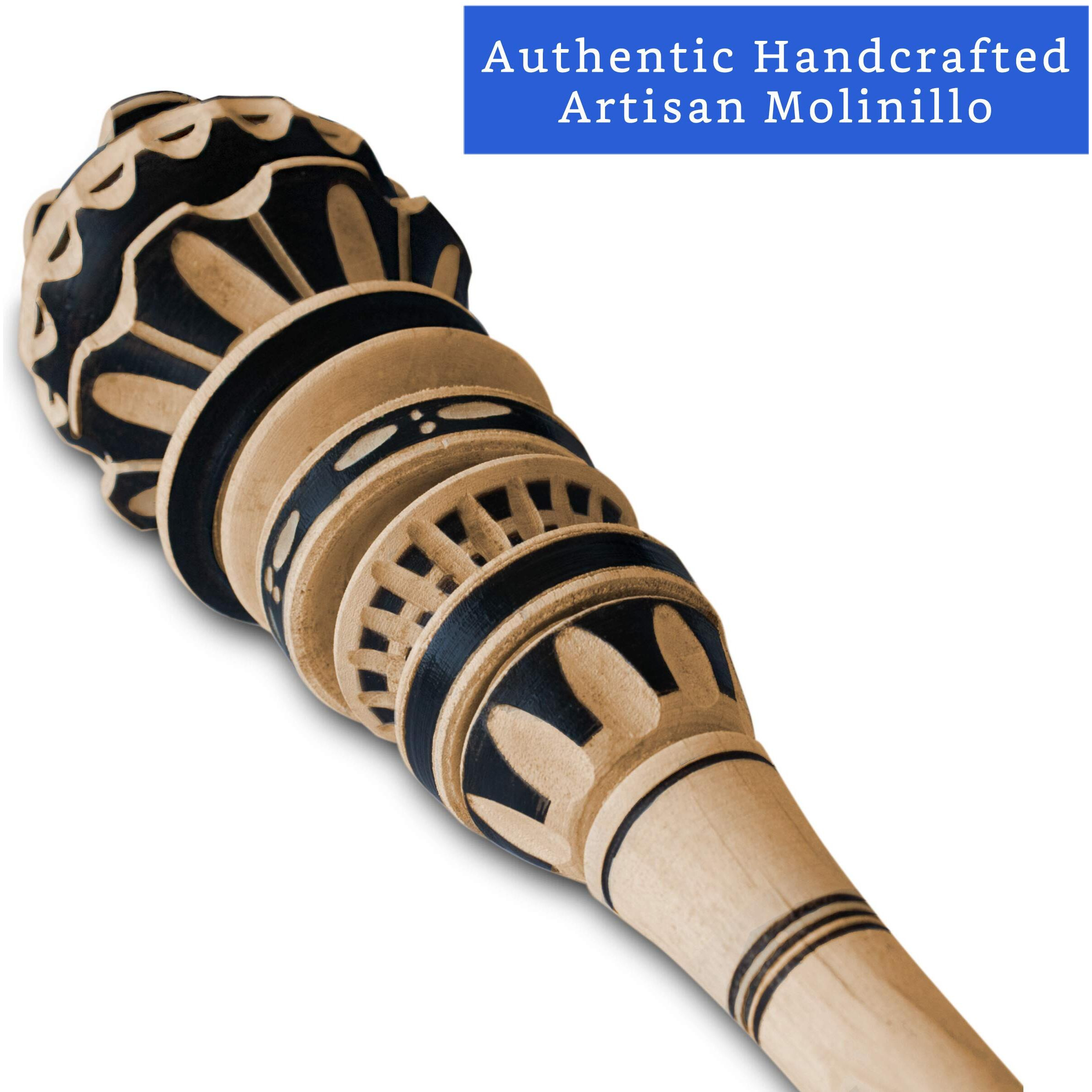 Authentic Artisanal Mexican Molinillo Hot Chocolate Frother (Large) - Handmade Premium Mexican Hot Chocolate Wooden Whisk - Traditional Mexican Hot Chocolate Whisk - Mexican Cookware