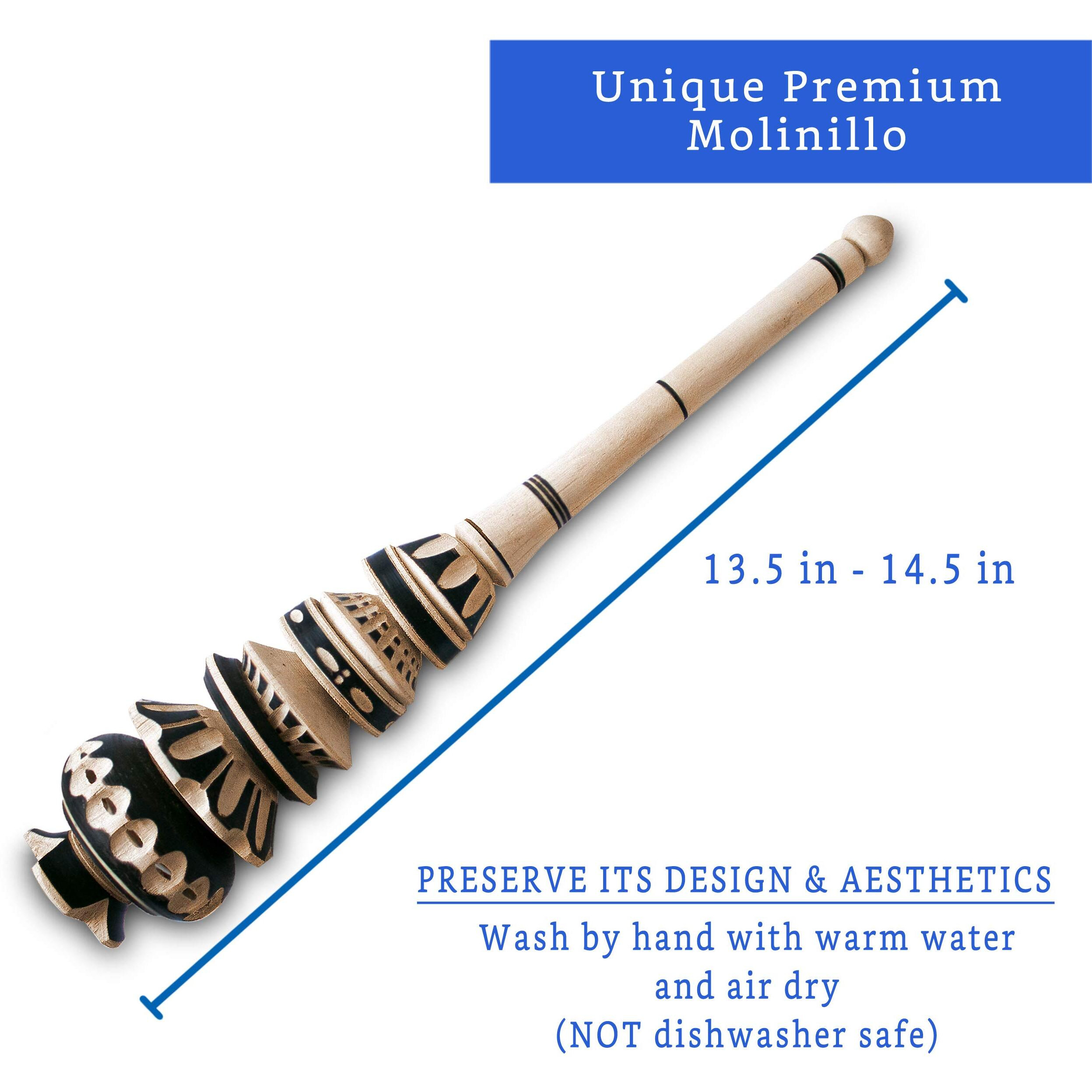 Authentic Artisanal Mexican Molinillo Hot Chocolate Frother (Large) - Handmade Premium Mexican Hot Chocolate Wooden Whisk - Traditional Mexican Hot Chocolate Whisk - Mexican Cookware