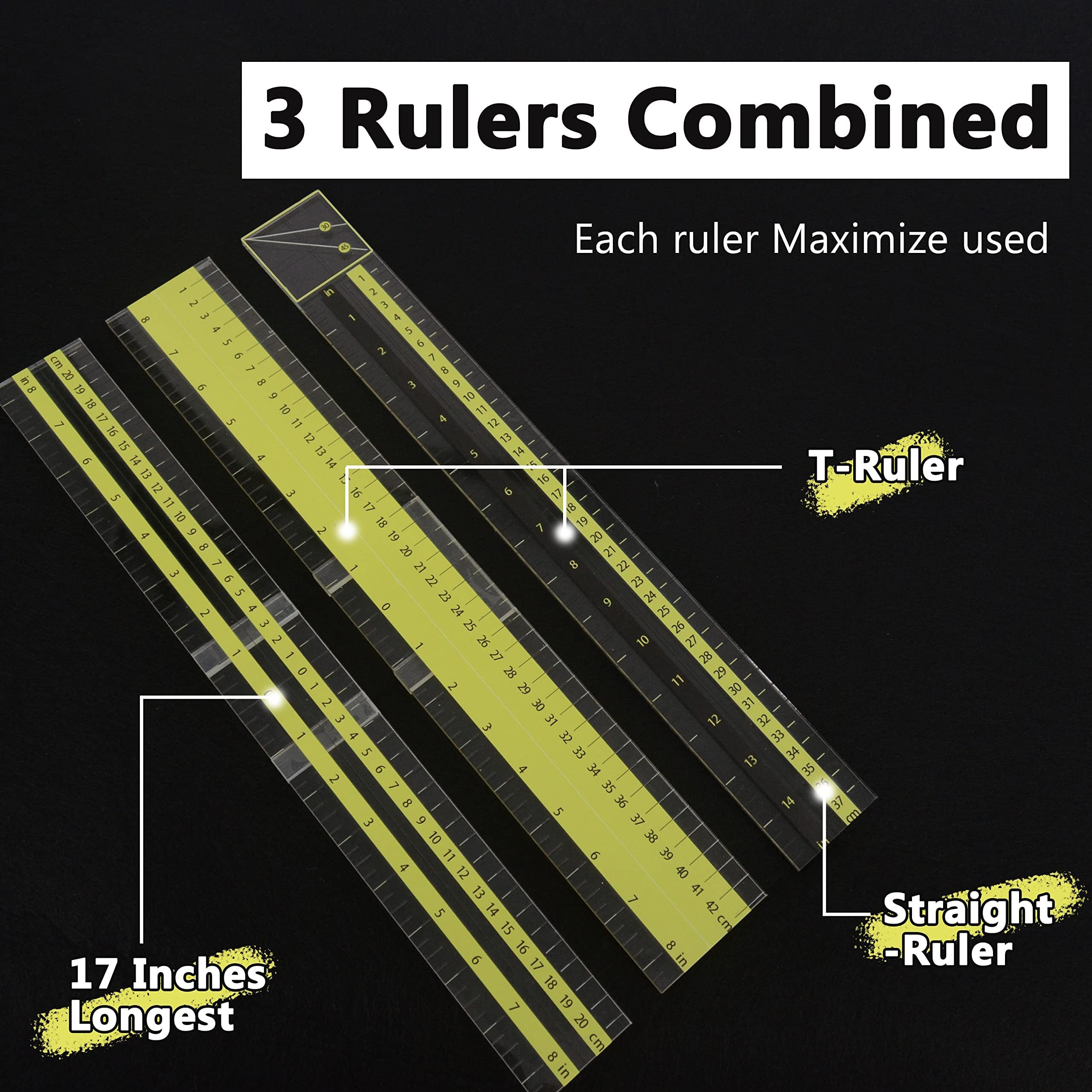 Uptthow T-Shirt Alignment Ruler Guide Tool To Center Designs Acrylic Transparent Movable T Ruler Set For Heat Press Adult Kids Children Little Boys Tee Clothing Measurement Tool