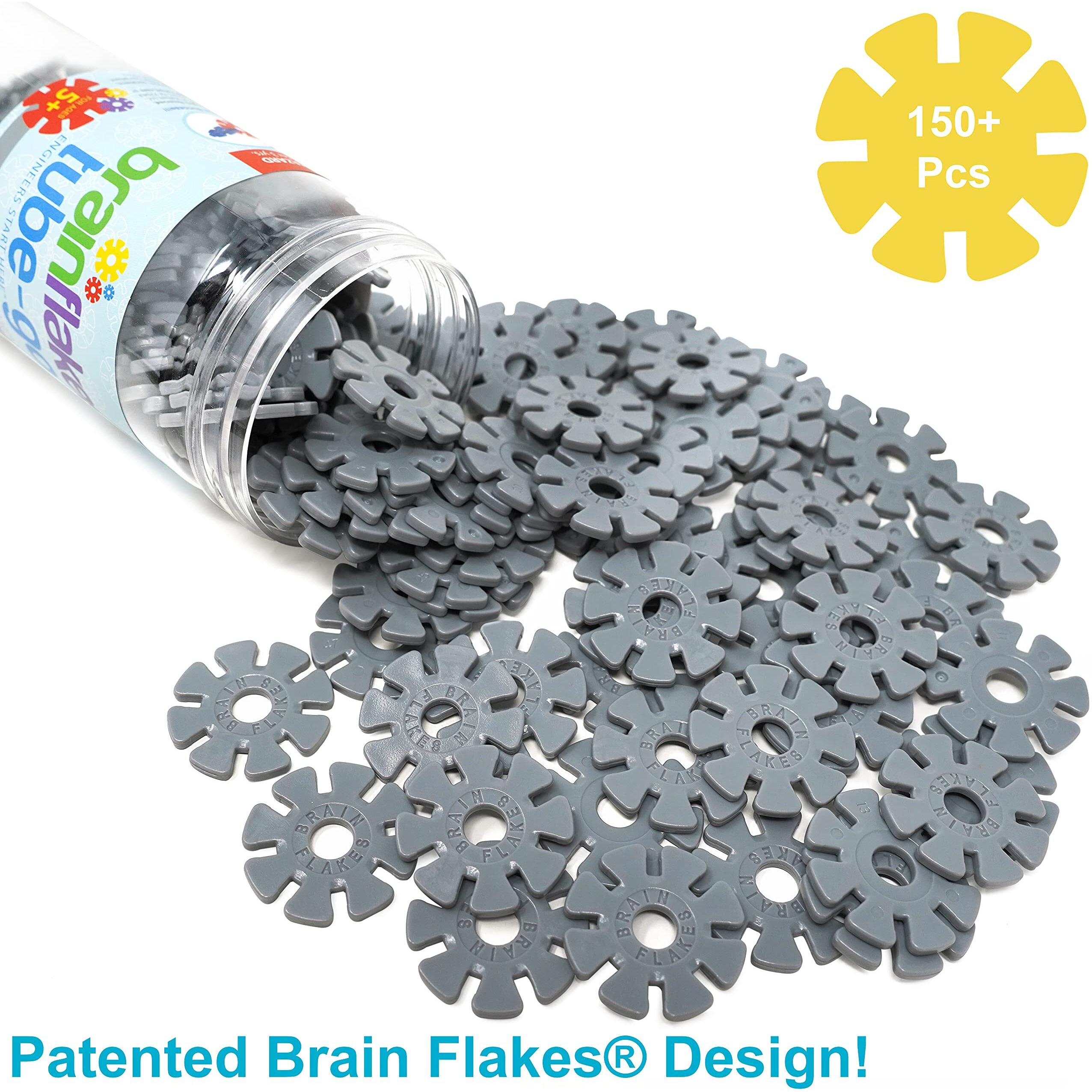 Viahart Brain Flakes 150+ Piece Tube-Go Gray - Classic Grey Single Color Add-On Travel Set