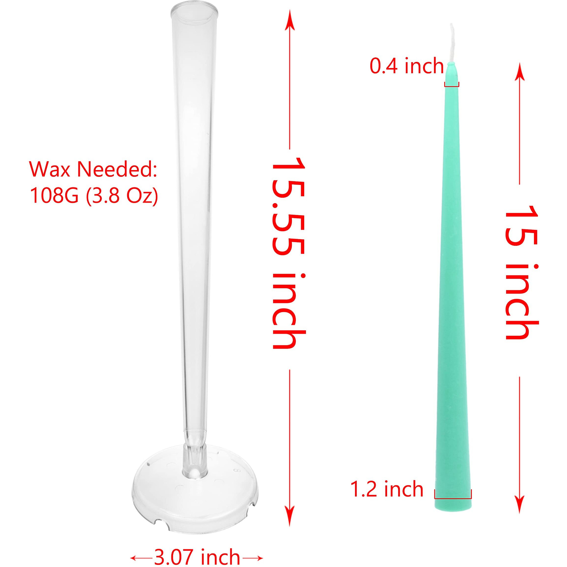 Milivixay 15 Inch Taper Candle Mold-Candlestick Mold- 30 Ft. Of Wick 25Pcs Mold Sealers And A Wick Clip Included As A Gift-Tall Taper Candle Molds For Candle Making