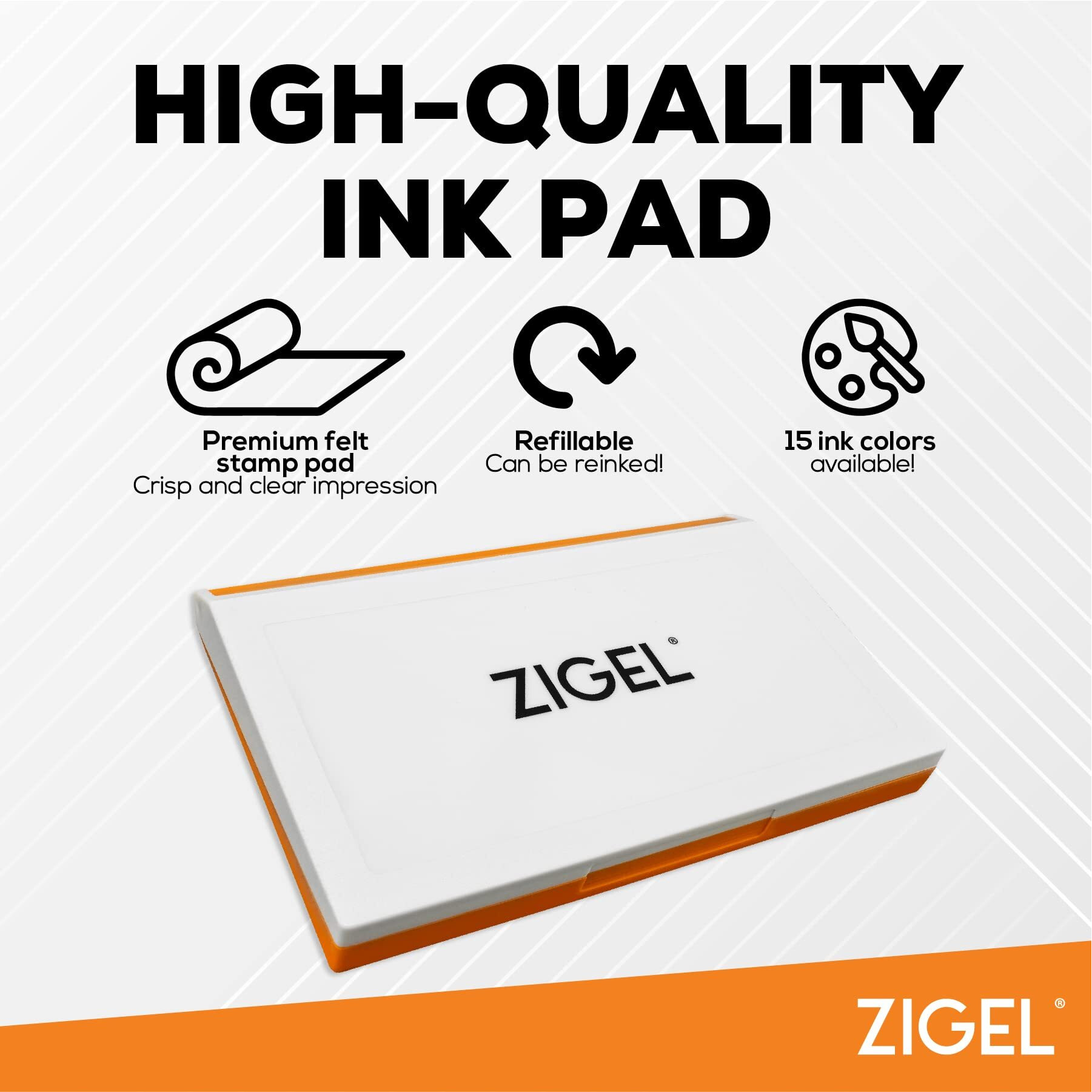 Plastic Case Stamp Pad Large Size  Black Color - Size 4"" X 7"" - Choose From 15 Ink Colors