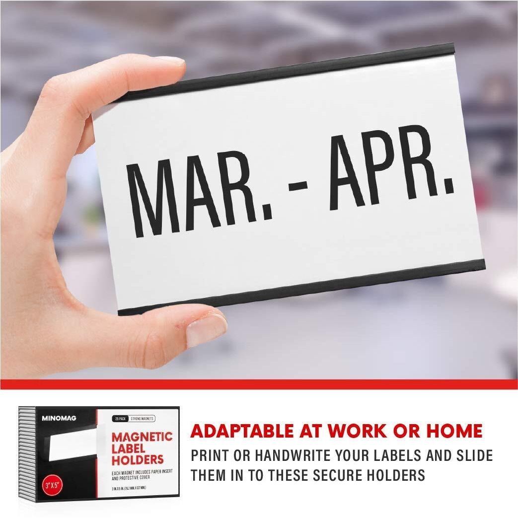 25Pcs Magnetic Label Holders 3X5 Inches | C Channel Magnetic Index Card Holder For Steel Shelves  Warehouse Racks