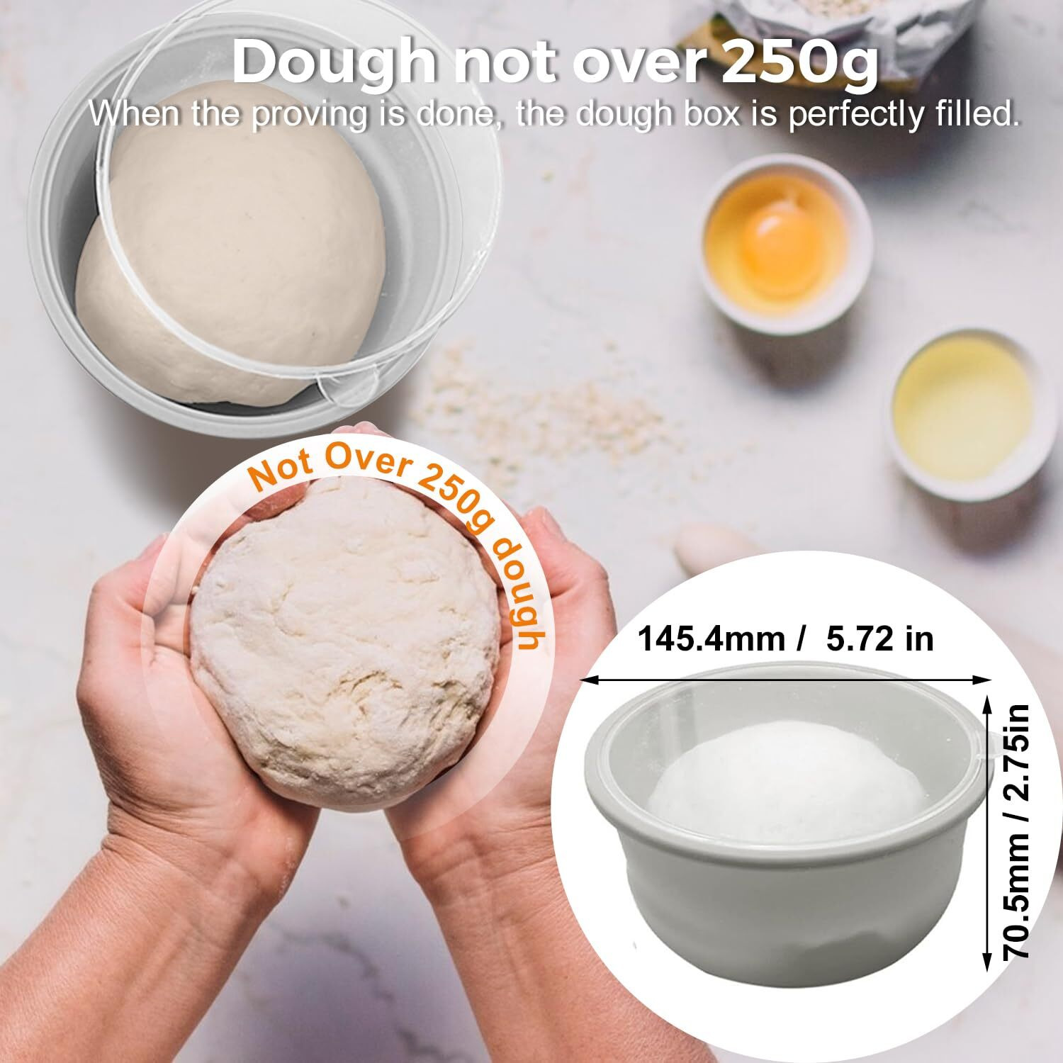 3Pcs Stackable Silicone Pizza Dough Proofing Proving Containers With Lids Pizza Dough Proofing Box For Home Kitchen 700Ml (Grey)