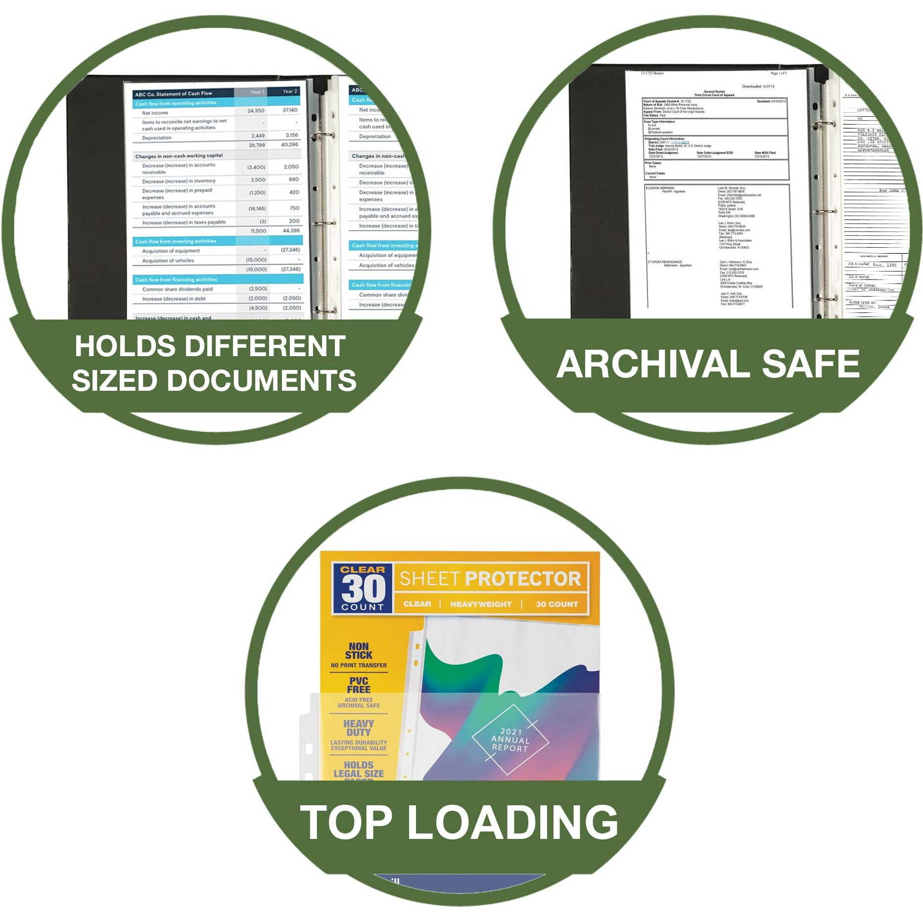 Samsill Sheet Protectors  8.5 X 14 Inch Document Protectors For Legal Binder  Heavyweight  Clear  Legal Size  Top Loading  Acid Free  30 Pack