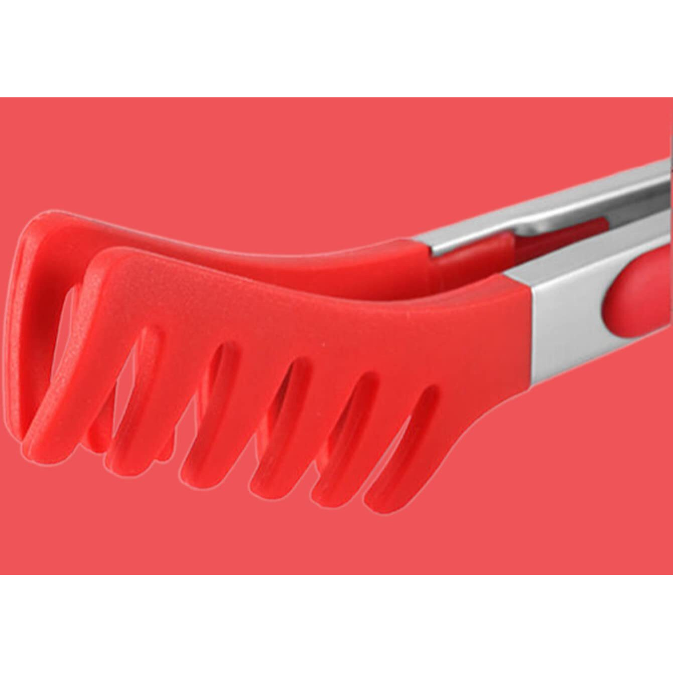 Large 13"" Red Stainless Steel Pasta Tong With Silicone Tips  Spaghetti Tongs Pasta Server Utensil For Noodles Cooking Baking Food Bbq Kitchen Tools
