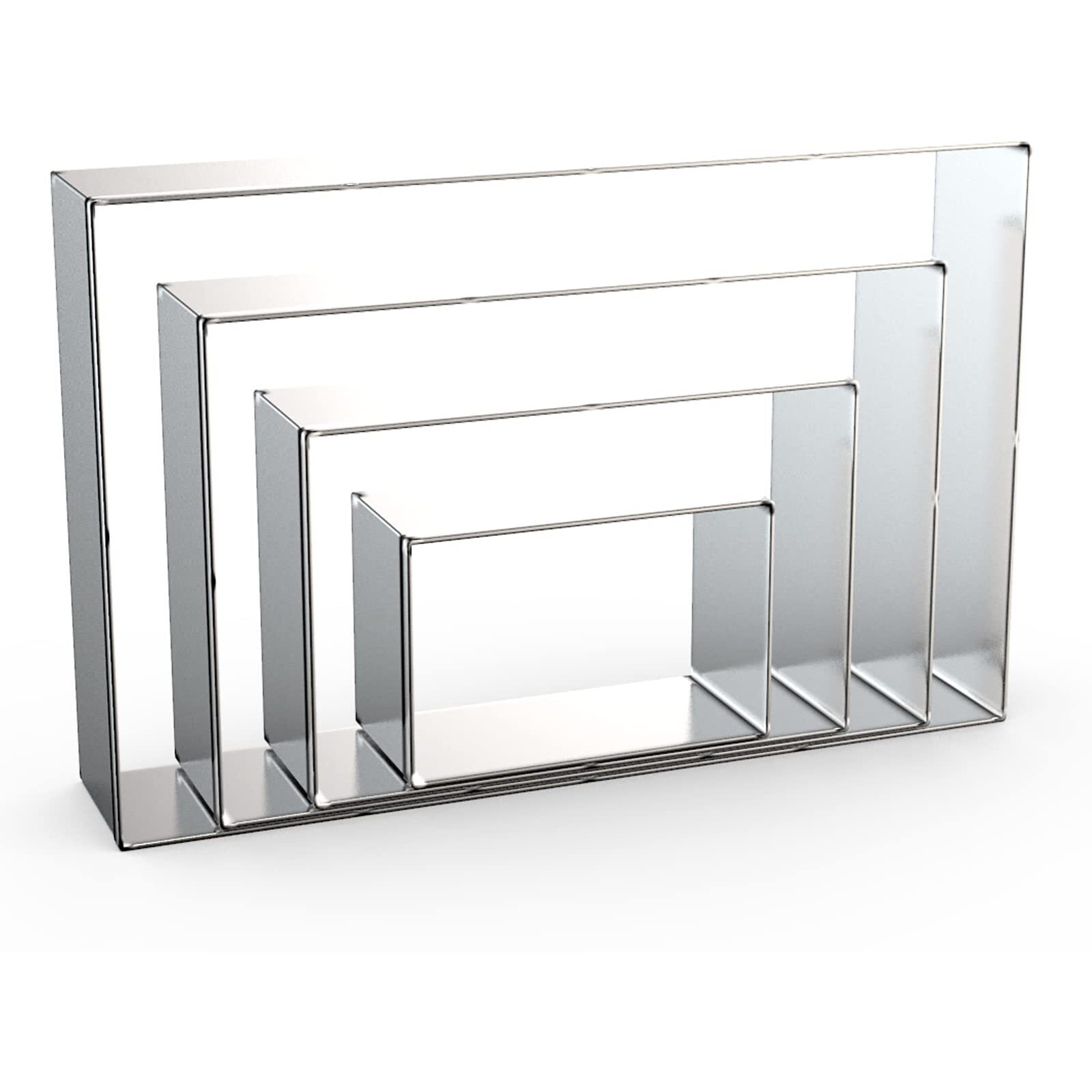 Rectangle Cookie Cutter Set Large - 5 Inch  4 Inch  3 Inch  2 Inch - Geometric Frame Plaque Cookie Cutters Shapes Biscuit Molds - Stainless Steel
