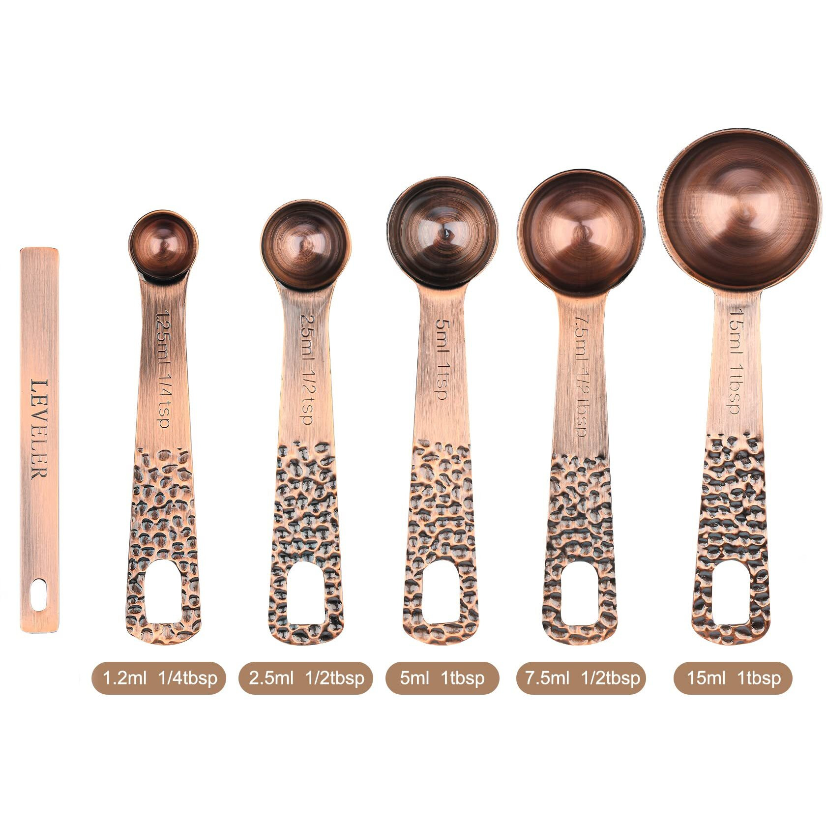 Spuvgvc Measuring Cups And Spoons Set  Copper Measuring Cups And Spoons Set  Metal Measuring Cups Spoons  4 Kitchen Measuring Cups & 5 Measuring Spoons & 1 Leveler  Metric Baking Measure Cups & Spoons
