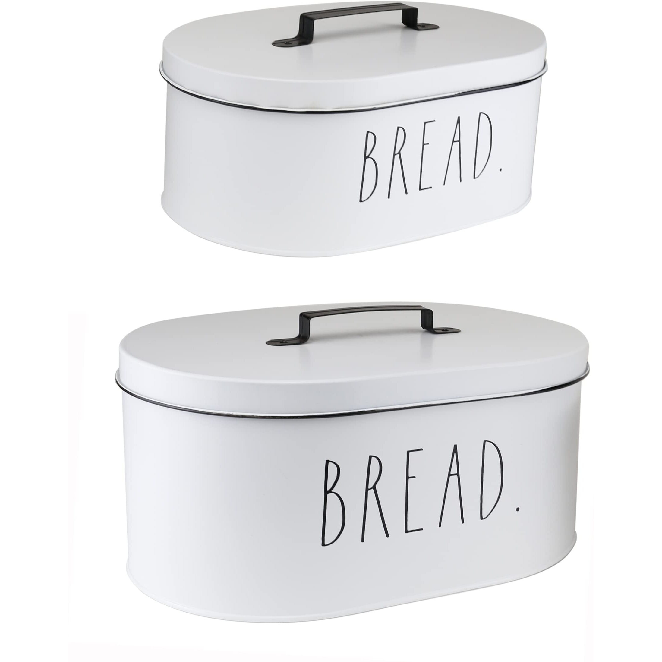Rae Dunn Bread Box - Bread Box For Kitchen Countertop - 15"" X 8"" X 10"" - 13.5"" X 5.5"" X 8.5"" - Rustic White Metal Vintage Farmhouse Breadbox - Counter Storage Container