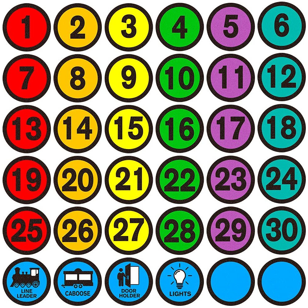 Whatsign Line Up Spots For Classroom Floor Number Stickers For Classroom 36Pcs Line Up Dots Floor Decals Line Up Numbers For Classroom Back To School Kindergarten Preschool Supplies