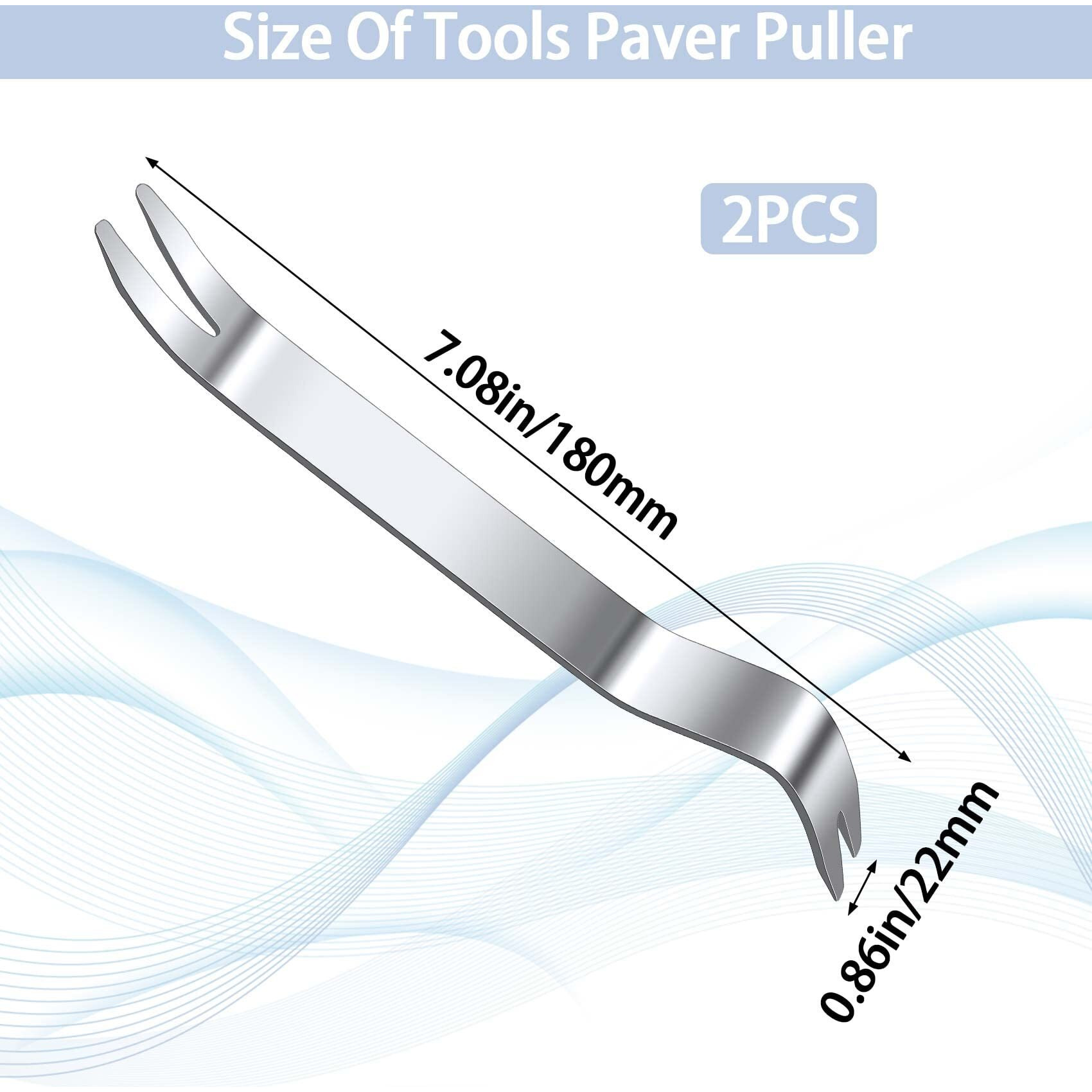 Pagow 2 Pack Paver Puller Tool  Removal Raise Sunken Brick Tool For Home Garden  Lawn Yard Replace Paver Patio Blocks (7 Inch Long  Silver)