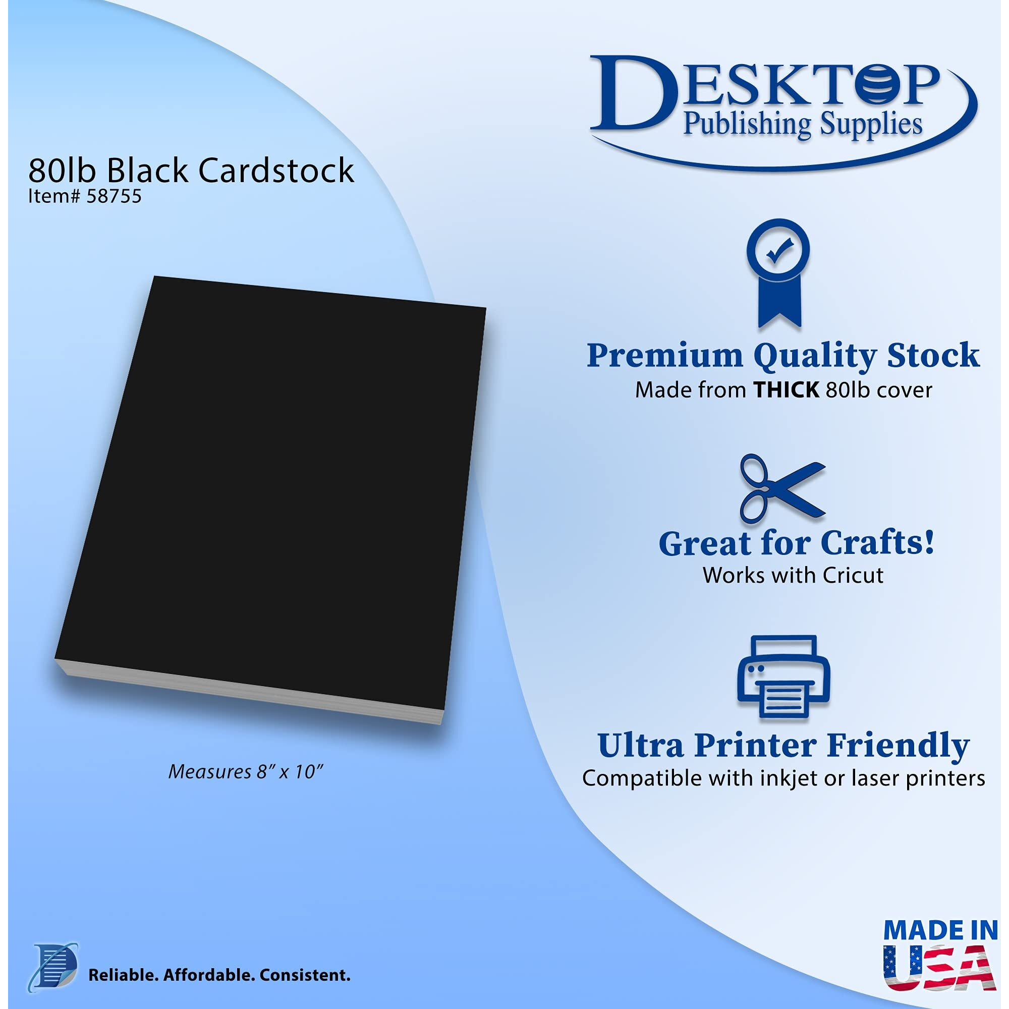 Premium Black 8X10 Cardstock - Thick Heavyweight 80Lb Cover (20 Sheets)