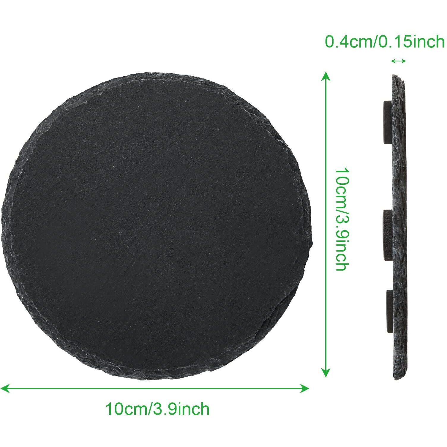 12 Pcs 4 X 4 Inch Round Slate Drink Coasters Bulk  Black Rustic Stone Rock Coasters With Anti-Scratch Bottom For Cups Mugs Bar Kitchen Home Decor Diy Project  Natural Edge