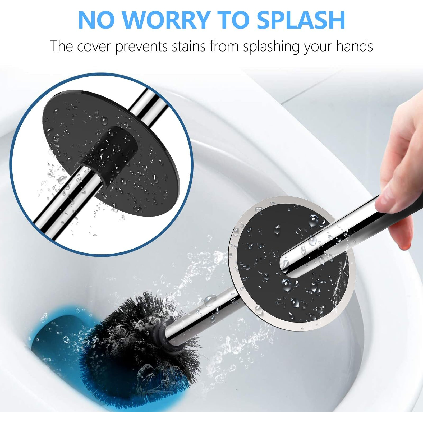 Setsail Toilet Brush  Compact Size Toilet Bowl Brush And Holder Toilet Brushes For Bathroom With 304 Stainless Steel Handle Toilet Cleaner Brush With Durable Scrubbing Bristles  Splash-Proof