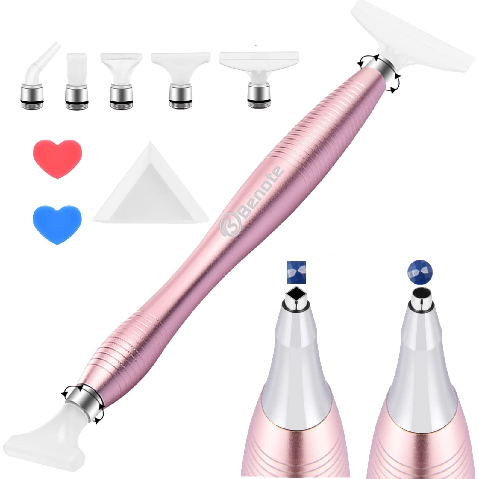 Benote Diamond Art Painting Pen Accessories Tools  Metal Square And Round Tips Ergonomic Diamond Drill Pen Screw In Tip Multi Replacement Pen Heads For Dp Cross Stitch - Rose Gold