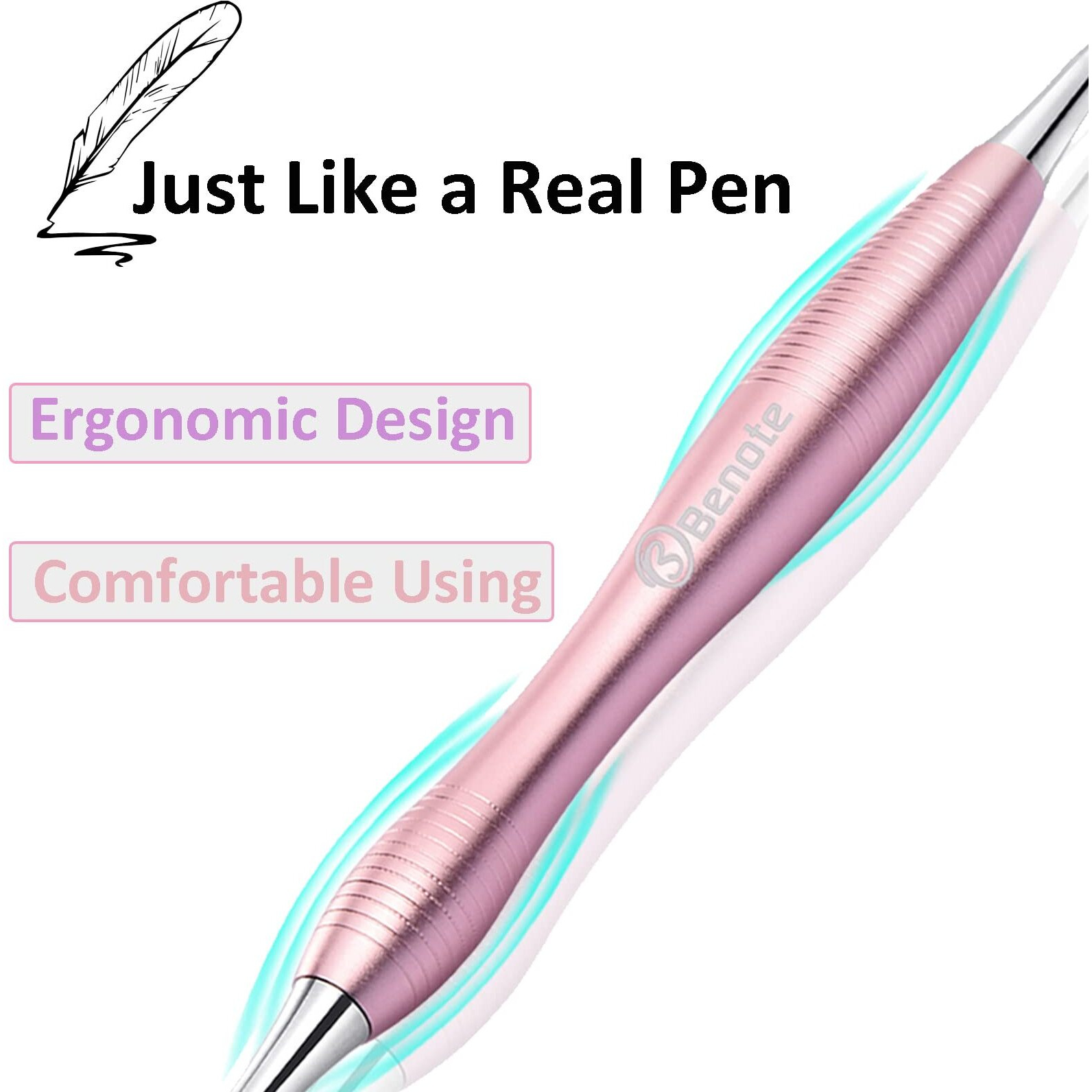 Benote Diamond Art Painting Pen Accessories Tools  Metal Square And Round Tips Ergonomic Diamond Drill Pen Screw In Tip Multi Replacement Pen Heads For Dp Cross Stitch - Rose Gold
