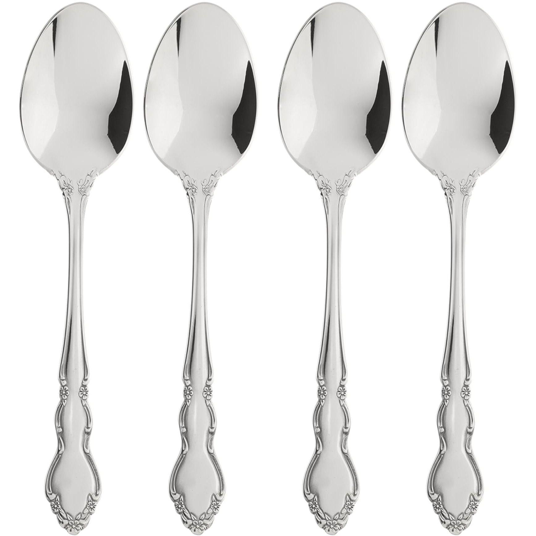 Oneida Dover Fine Flatware Teaspoons  Set Of 4   18/10 Stainless Steel  Silverware Set  Dishwasher Safe