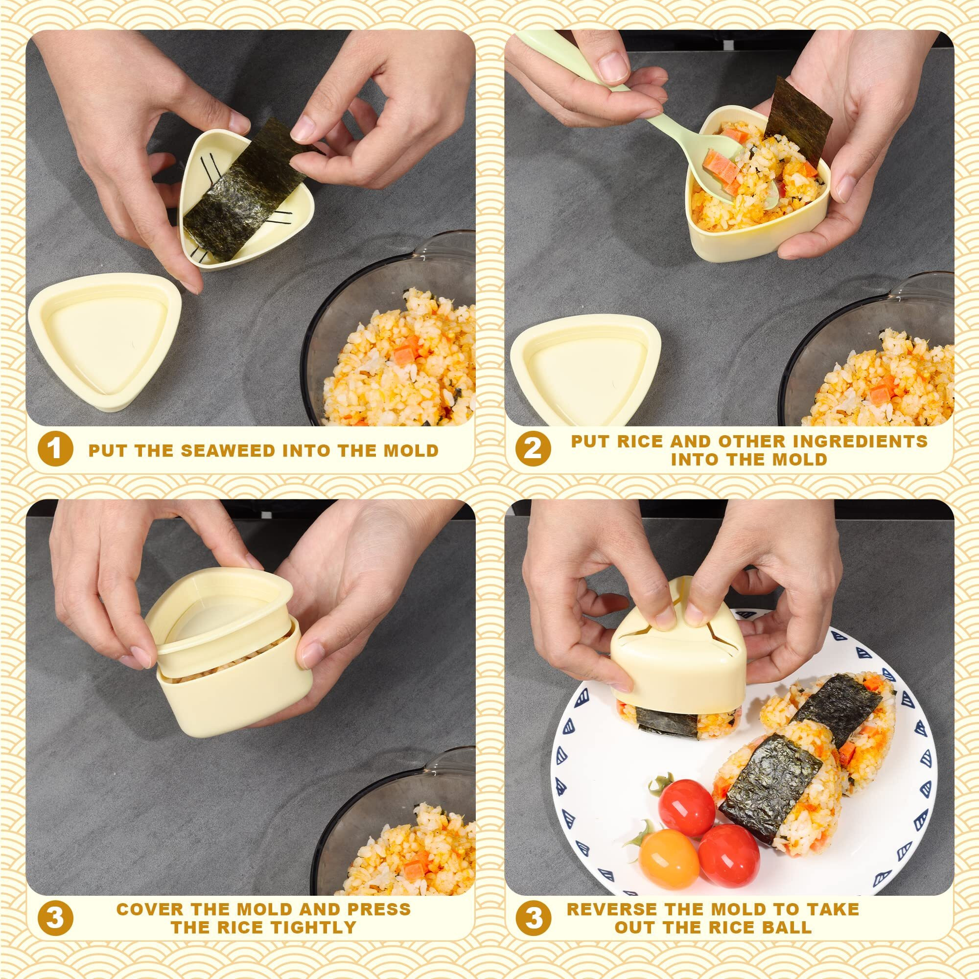 Ueriajil Musubi Mold  Musubi Maker Press Onigiri Mold  Non-Stick Luncheon Meat Slicer Sushi Making Set For Delicious And Professional Results