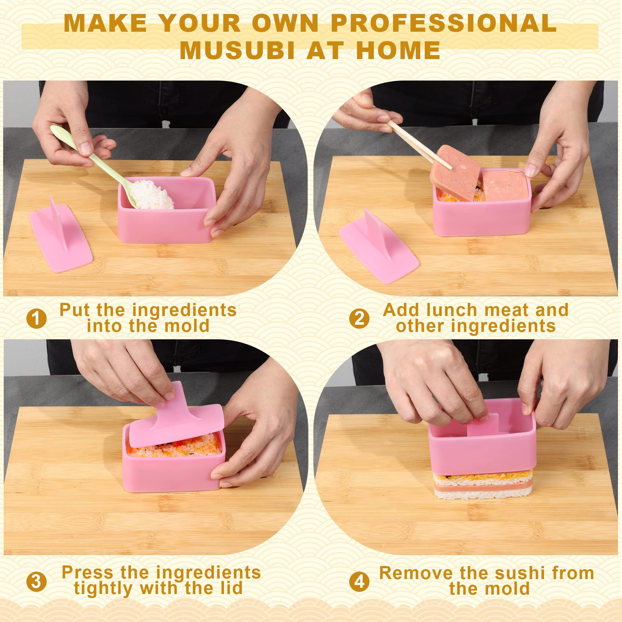 Ueriajil Musubi Mold  Musubi Maker Press Onigiri Mold  Non-Stick Luncheon Meat Slicer Sushi Making Set For Delicious And Professional Results